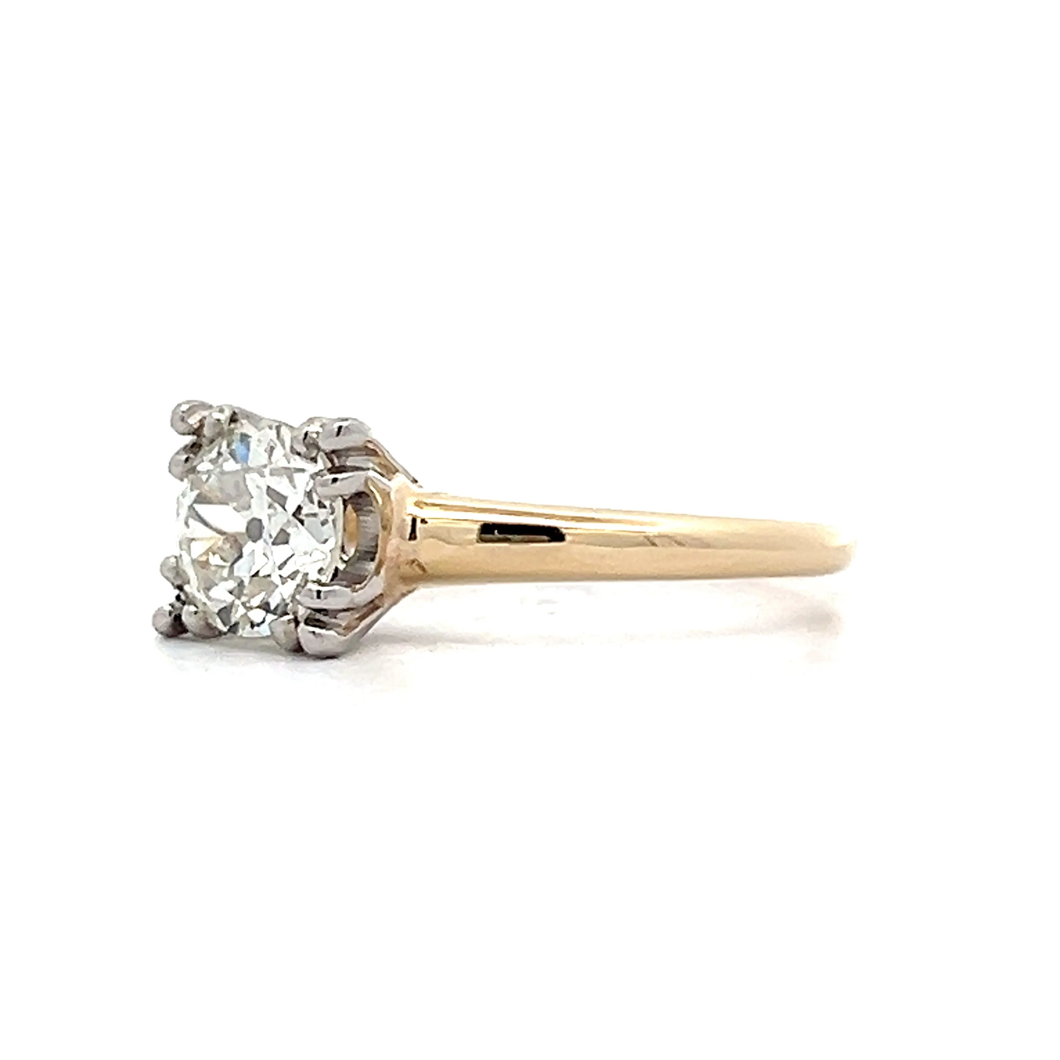 1.54 Retro Diamond Solitaire Engagement Ring in 14k Yellow & White Gold - Image 2
