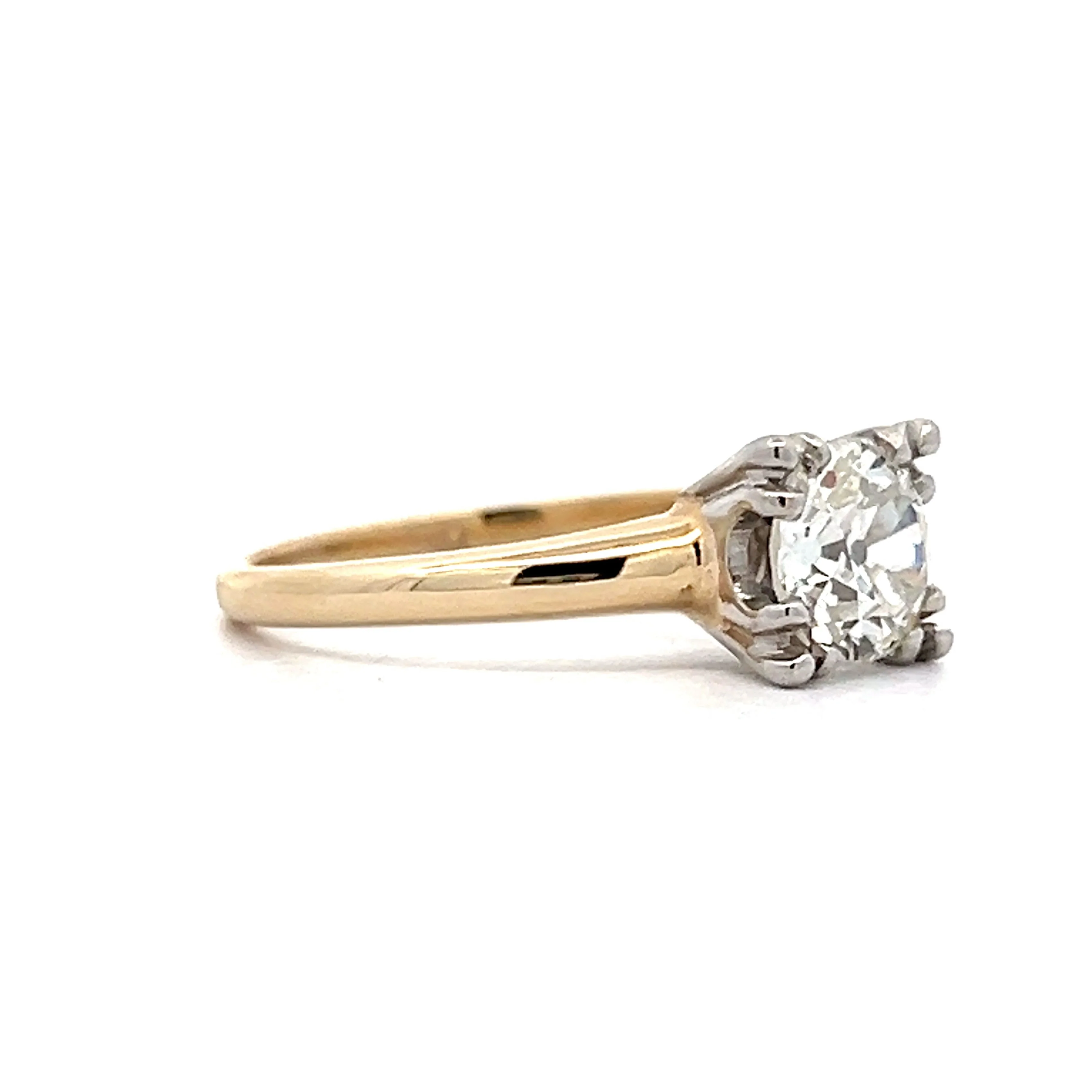1.54 Retro Diamond Solitaire Engagement Ring in 14k Yellow & White Gold - Image 3