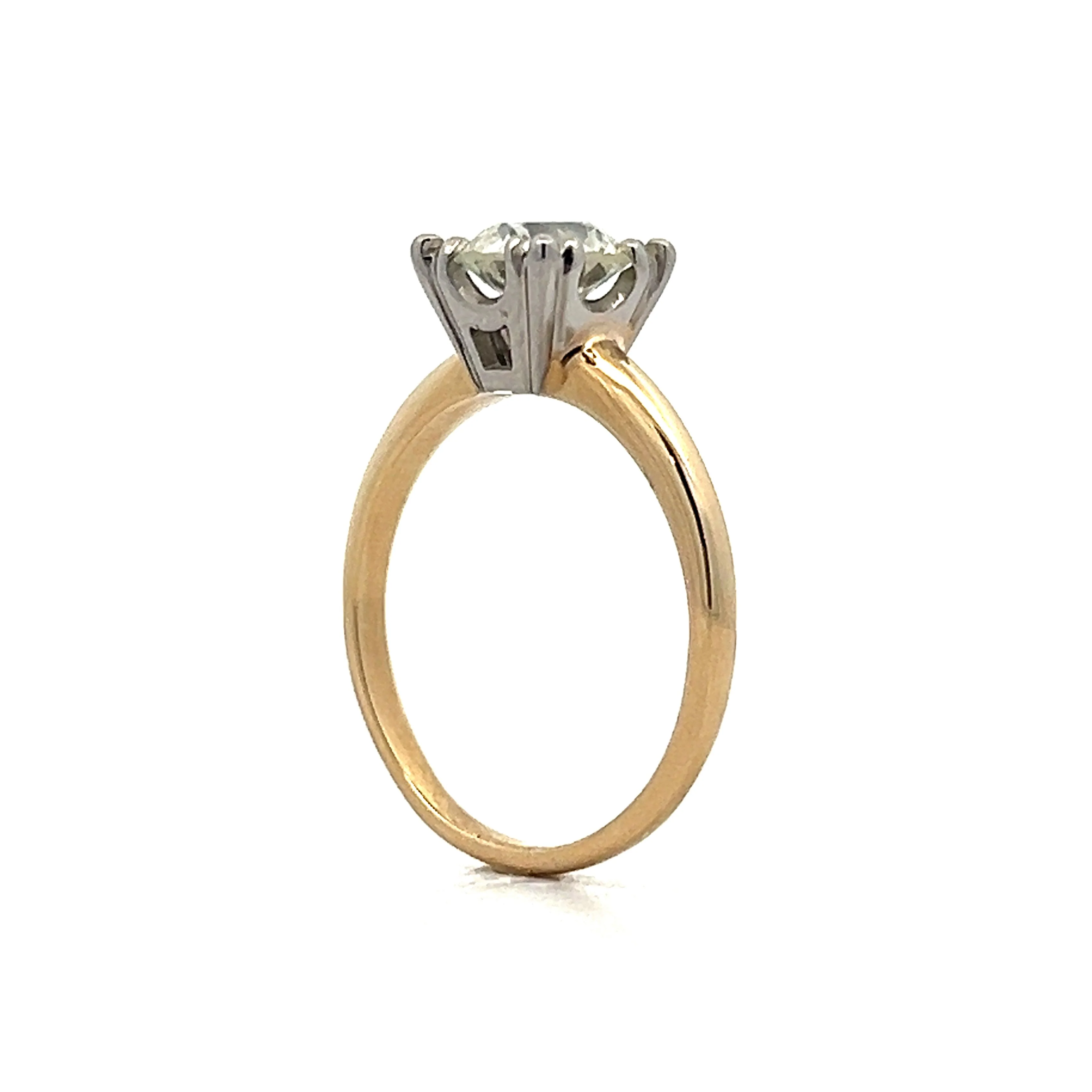 1.54 Retro Diamond Solitaire Engagement Ring in 14k Yellow & White Gold - Image 5