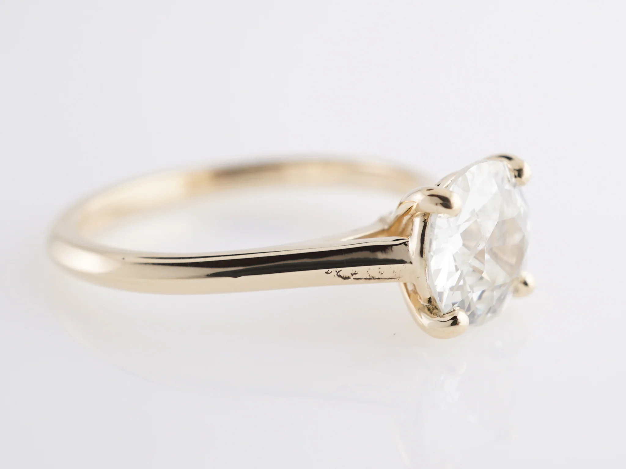 1.55 Carat European Cut Diamond Engagement Ring 14k Gold - Image 3