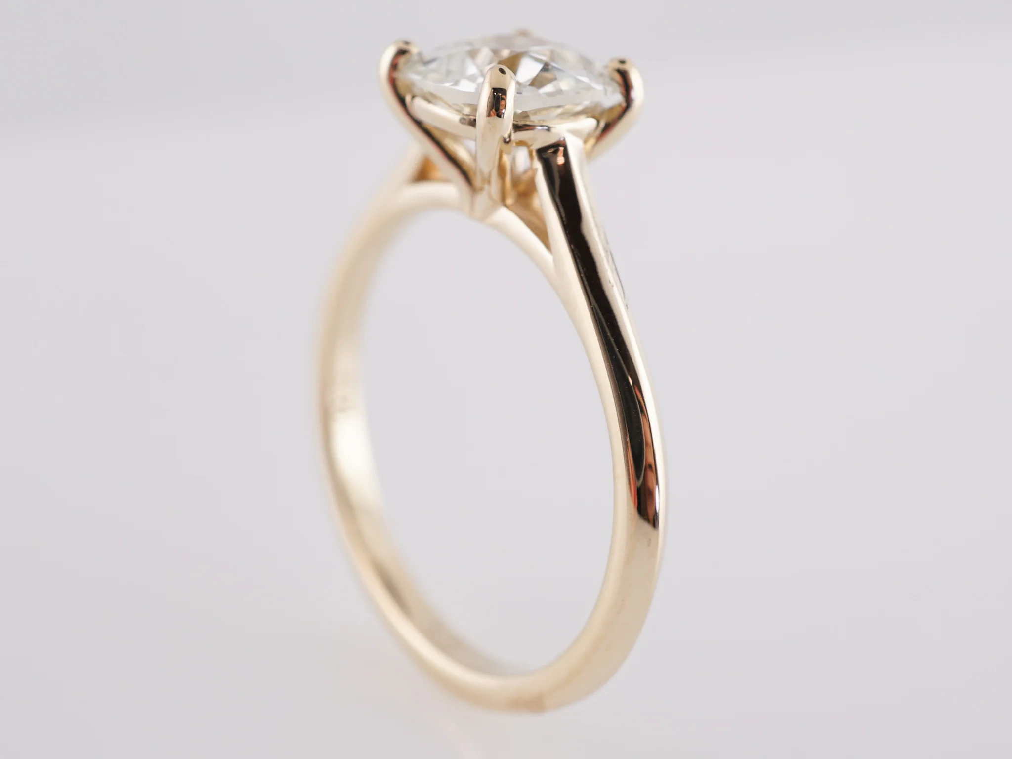 1.55 Carat European Cut Diamond Engagement Ring 14k Gold - Image 5
