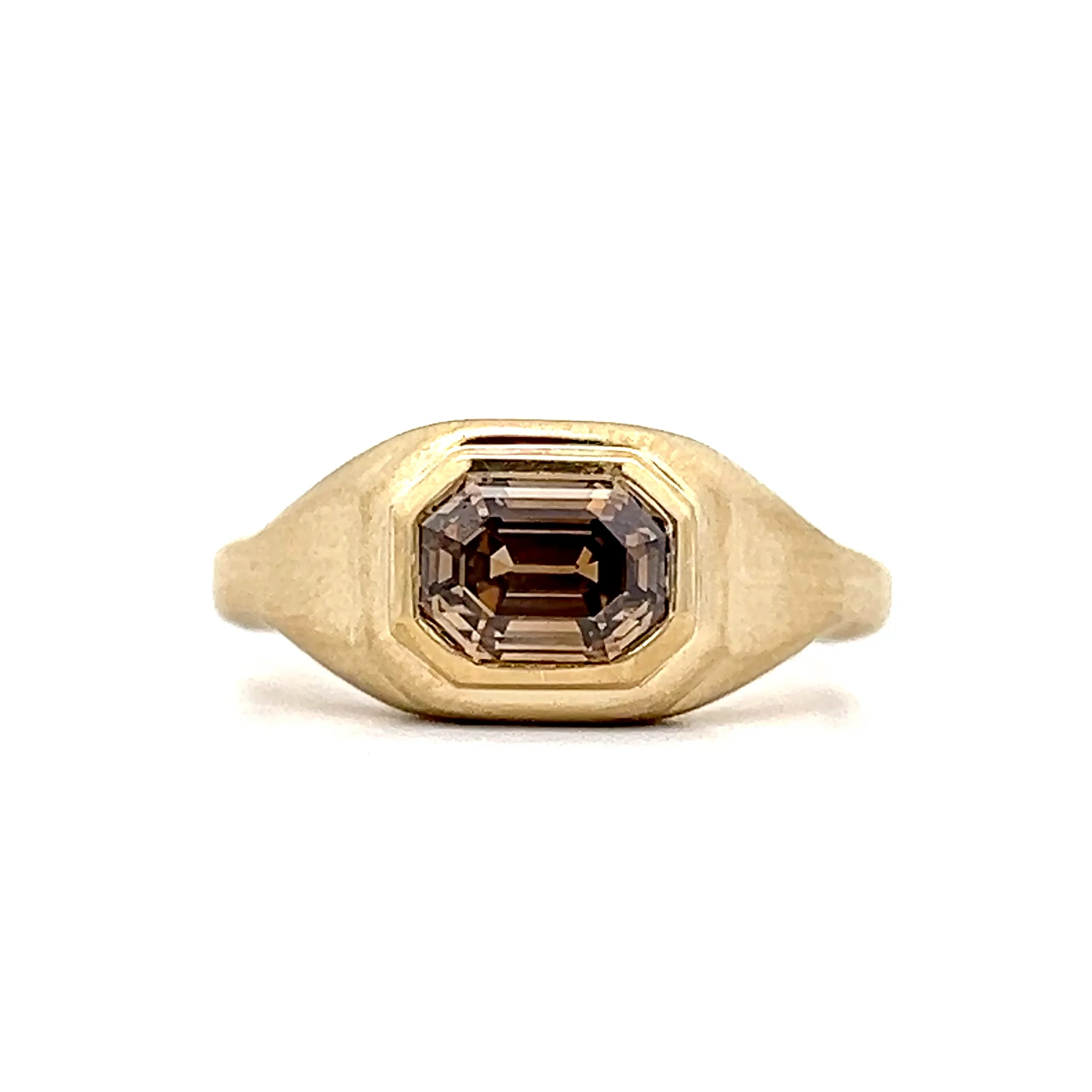 1.55 Fancy Brown Bezel Diamond Engagement Ring in 14k