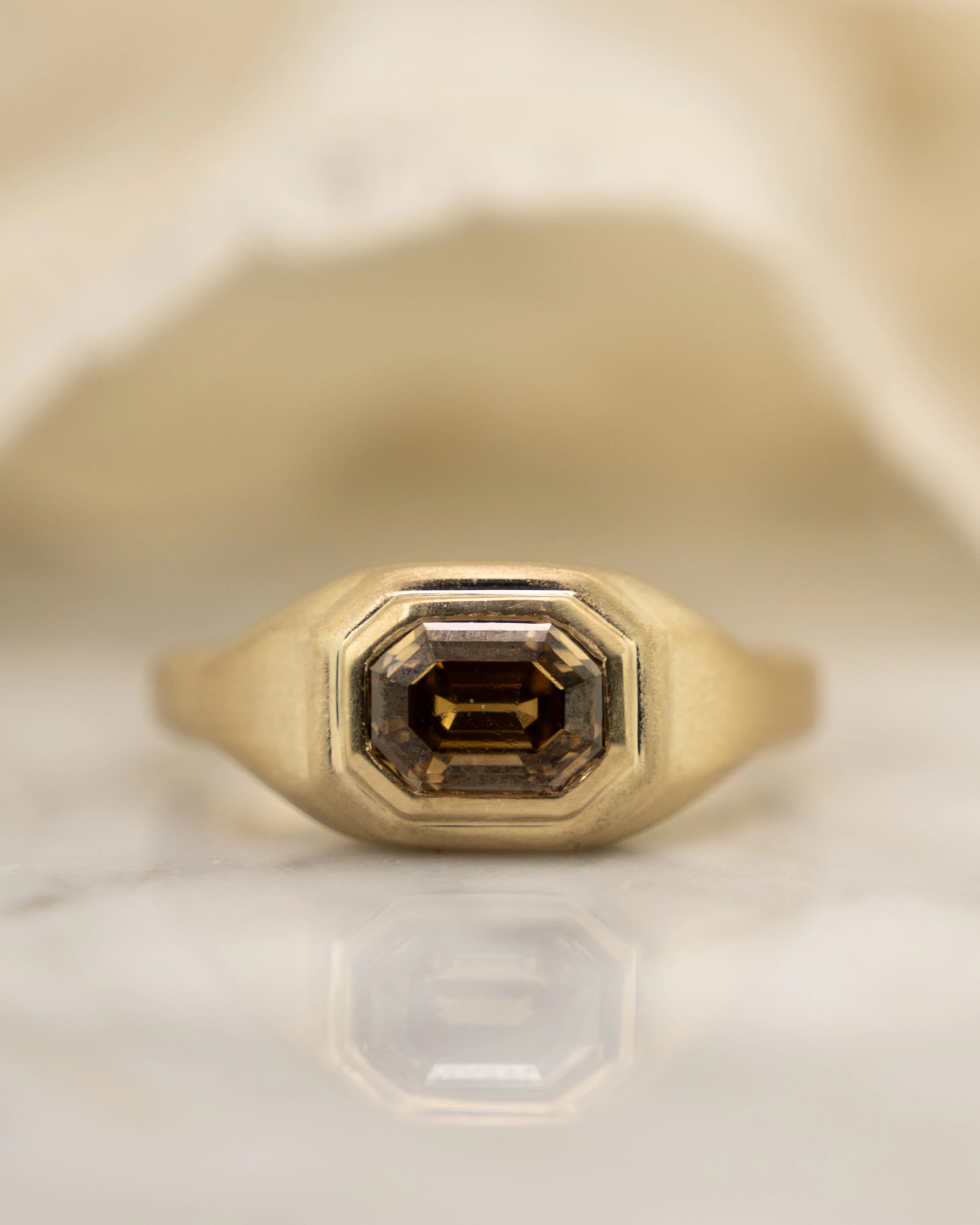 1.55 Fancy Brown Bezel Diamond Engagement Ring in 14k - Image 6