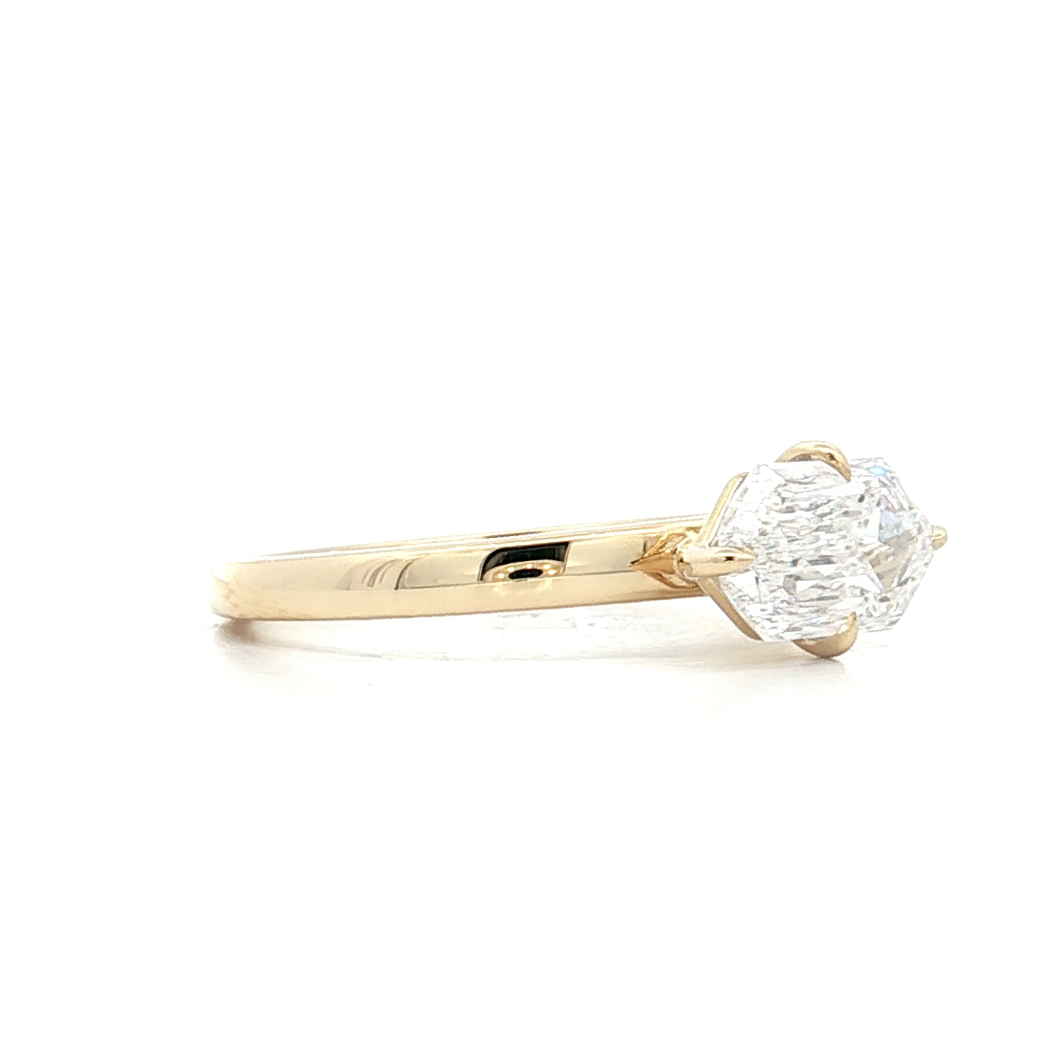 1.55 Hexagon Cut Diamond Engagement Ring 14k - Image 3