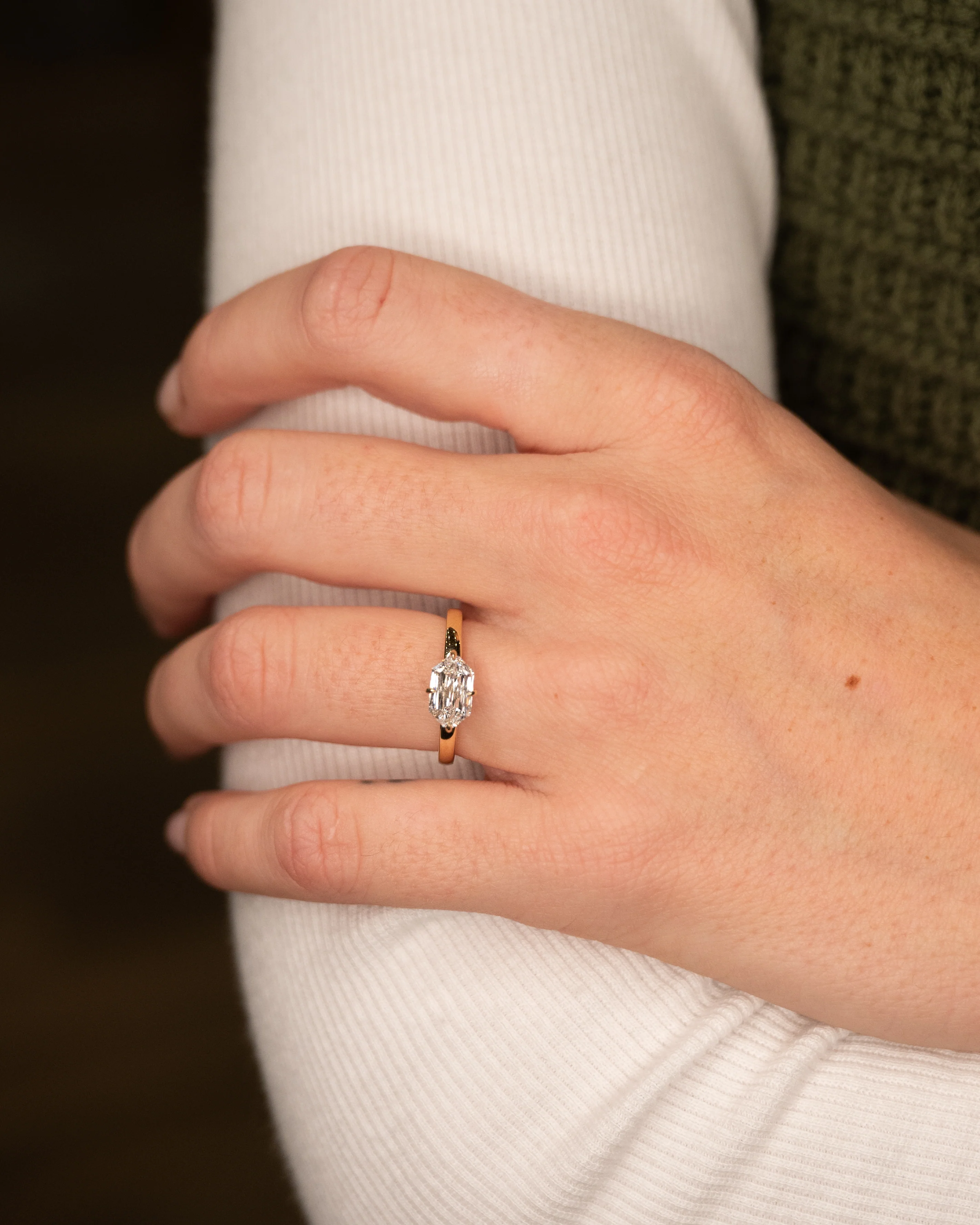 1.55 Hexagon Cut Diamond Engagement Ring 14k - Image 7