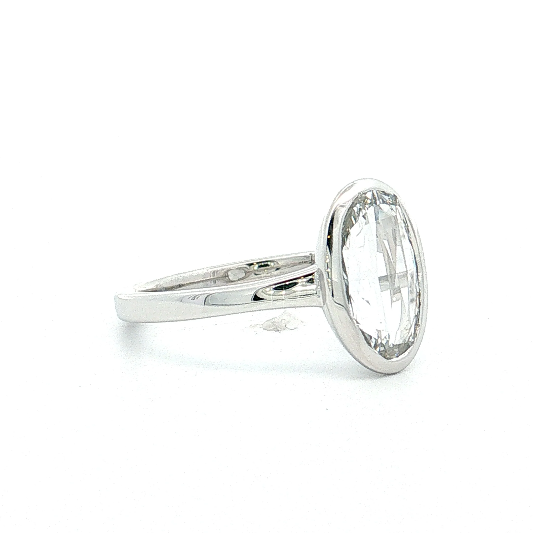 1.55 Oval Rose Cut Diamond Engagement Ring 14k White Gold - Image 3