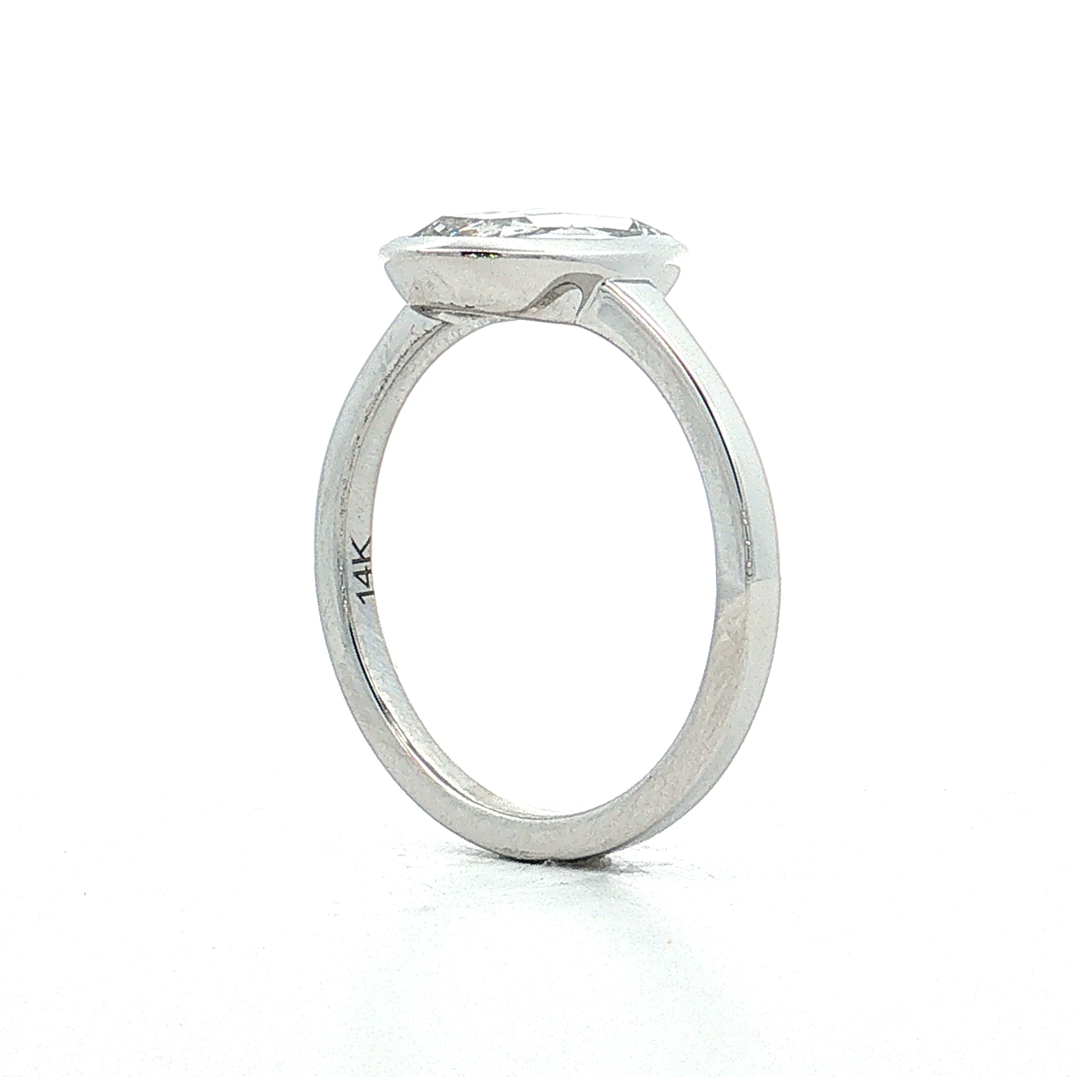1.55 Oval Rose Cut Diamond Engagement Ring 14k White Gold - Image 5