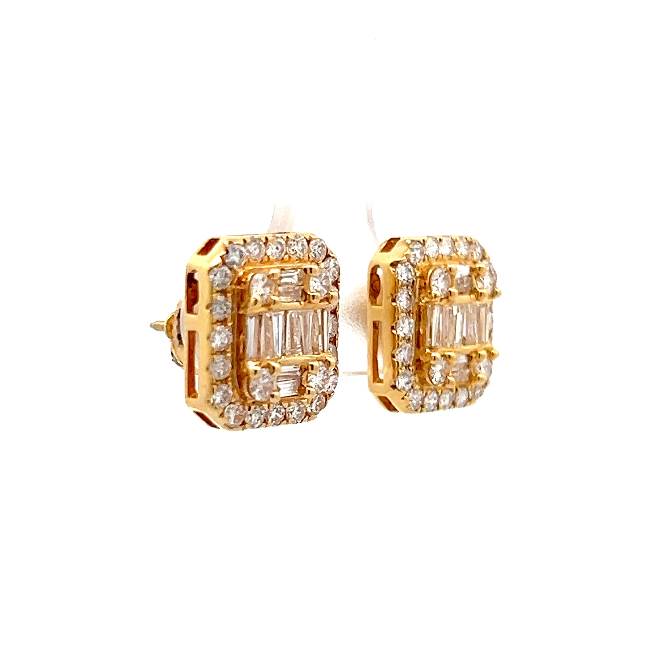 1.55 Pave Cluster Diamond Earrings in 14k Yellow Gold - Image 3