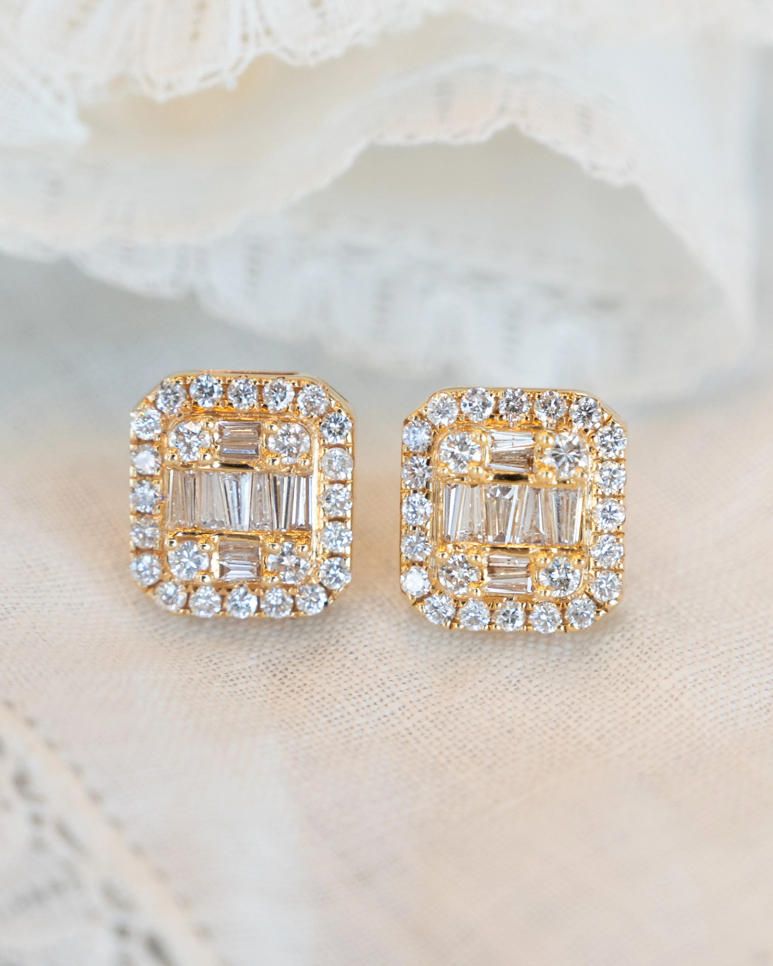 1.55 Pave Cluster Diamond Earrings in 14k Yellow Gold - Image 4