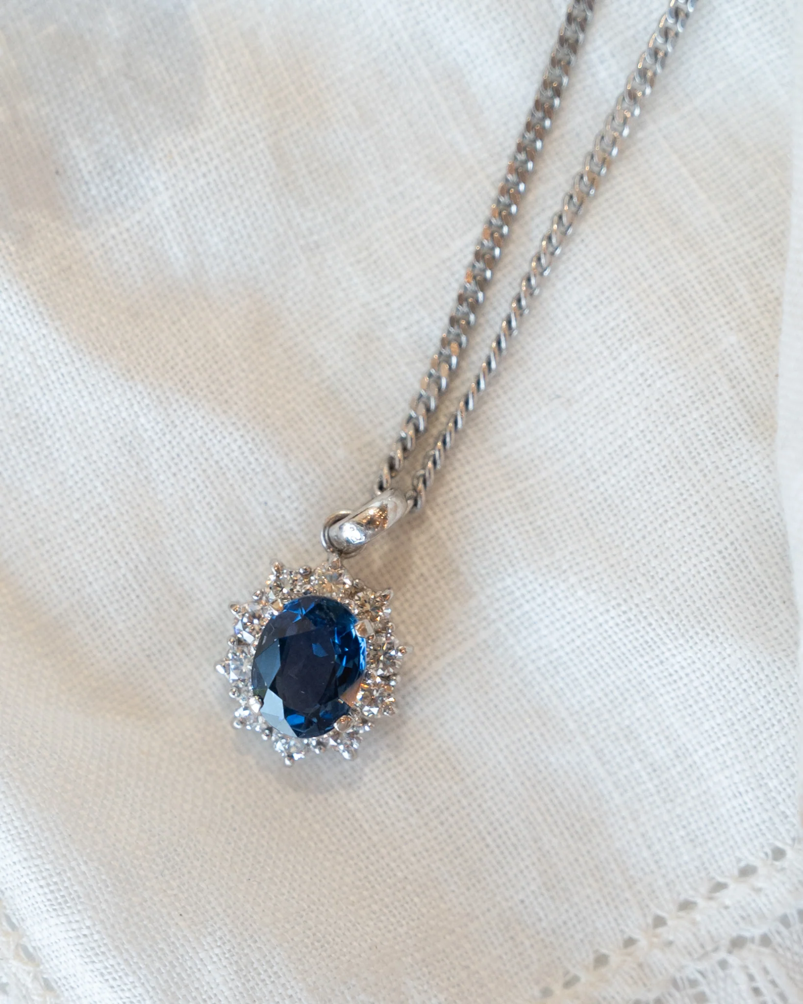 1.56 Blue Sapphire & Diamond Pendant Necklace in Platinum - Image 5