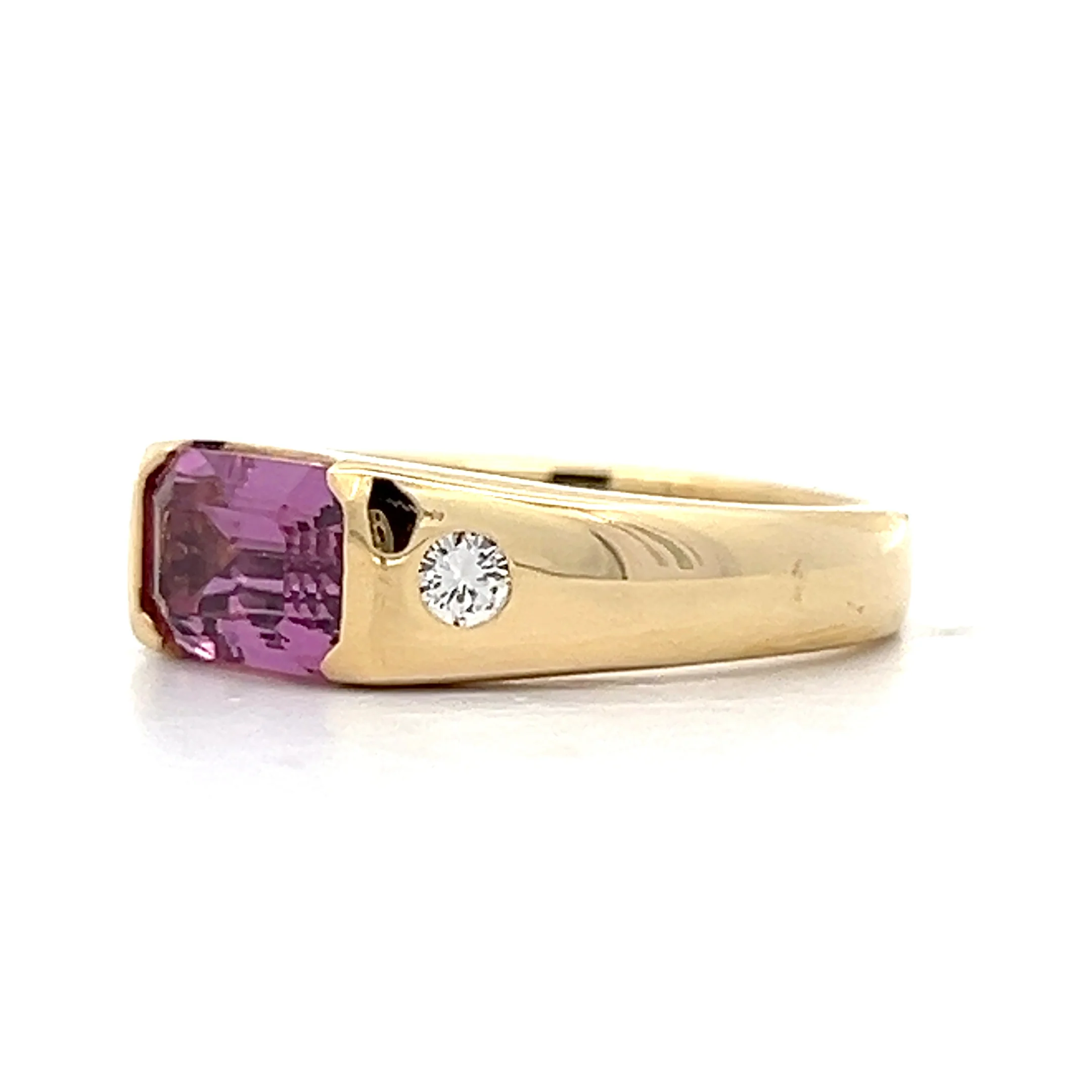 1.56 Emerald Cut Rhodolite Garnet 18k Yellow Gold - Image 2
