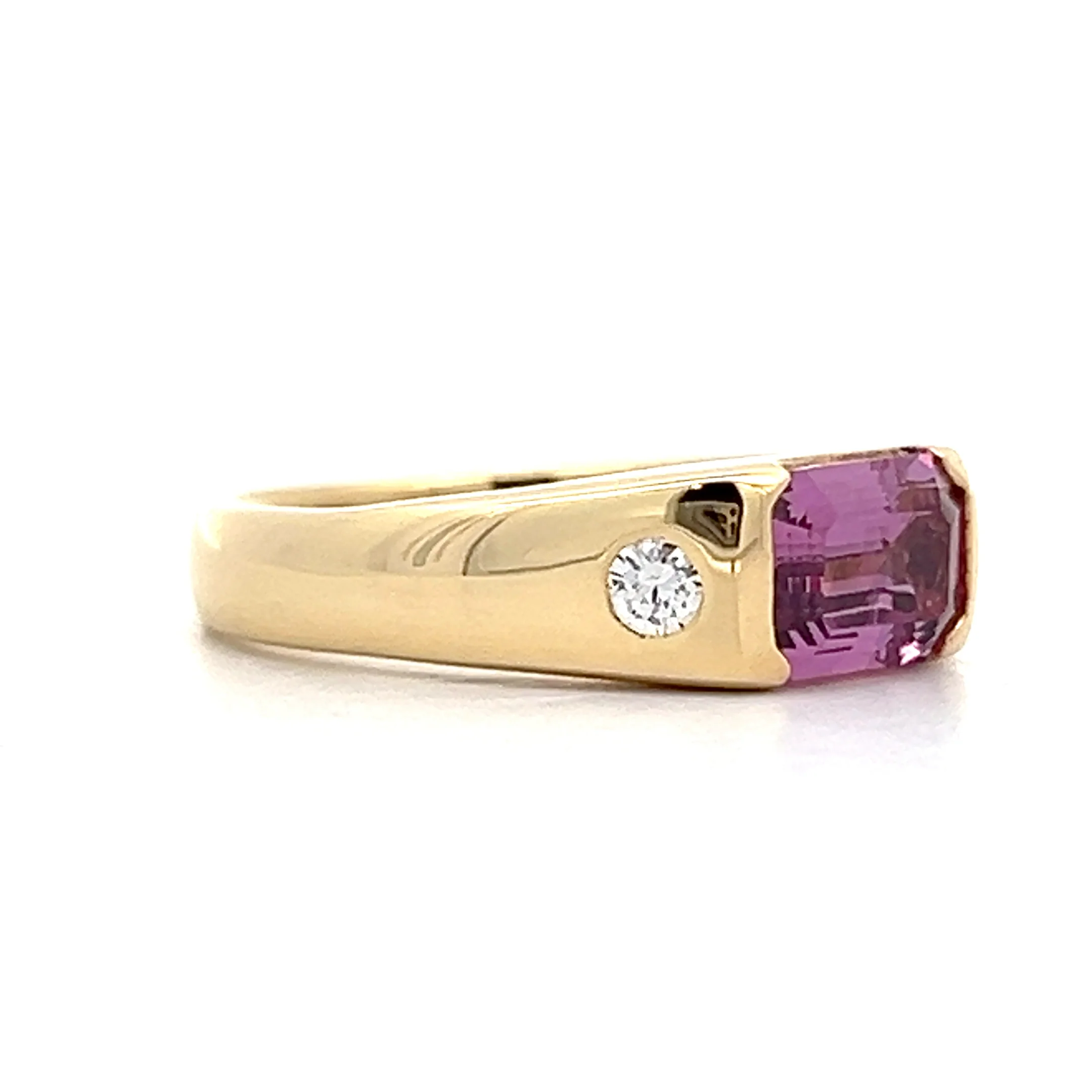 1.56 Emerald Cut Rhodolite Garnet 18k Yellow Gold - Image 3