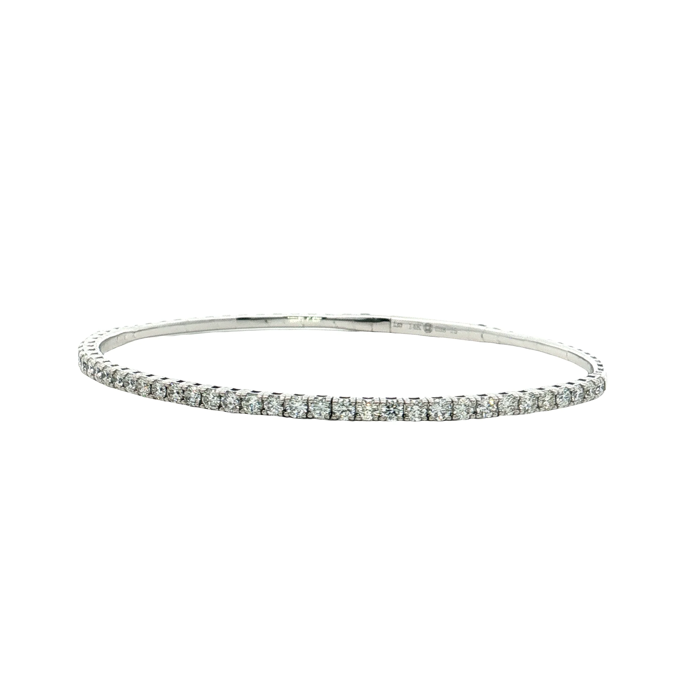 1.57 Flexible Diamond Bangle Bracelet 14k White Gold - Image 2