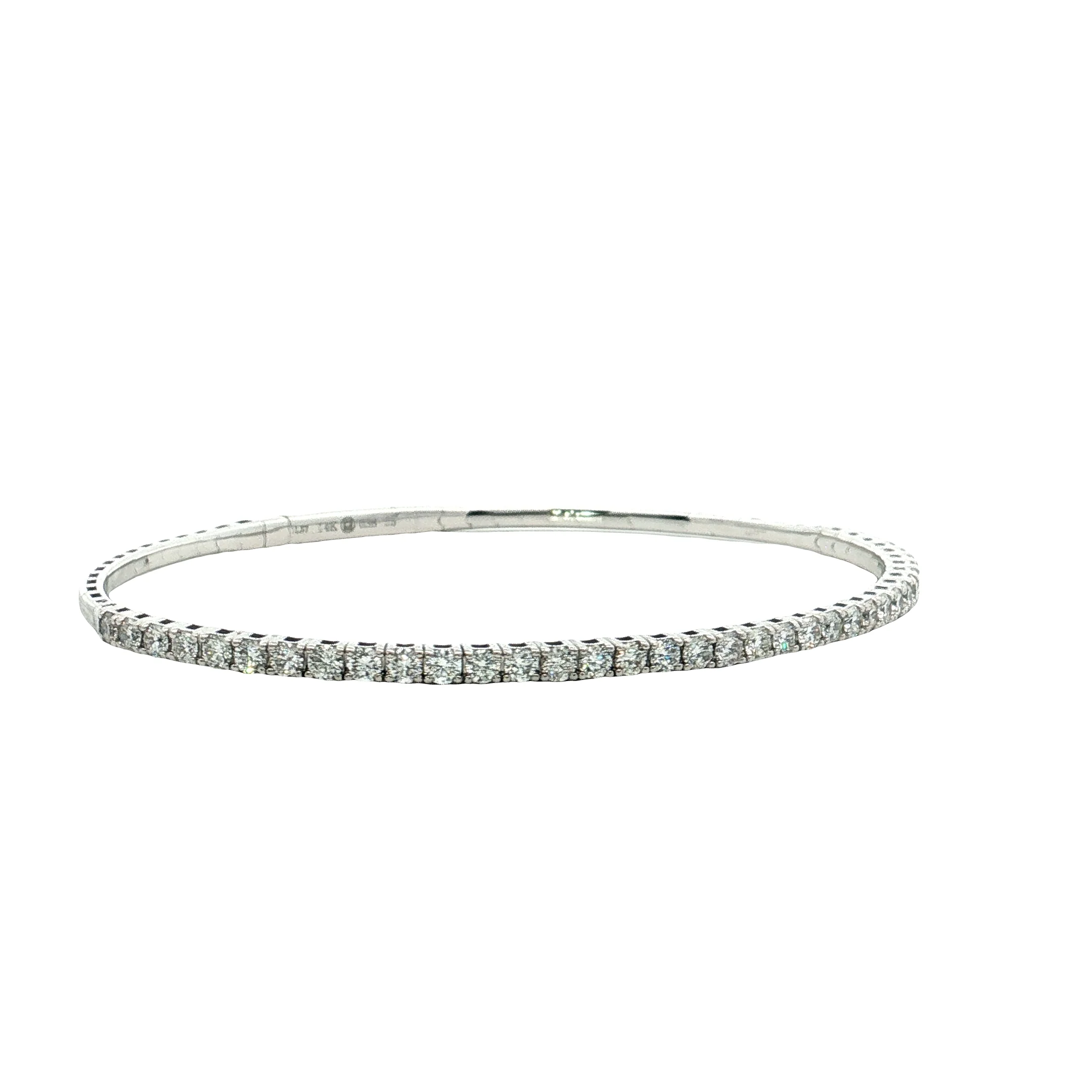 1.57 Flexible Diamond Bangle Bracelet 14k White Gold - Image 3