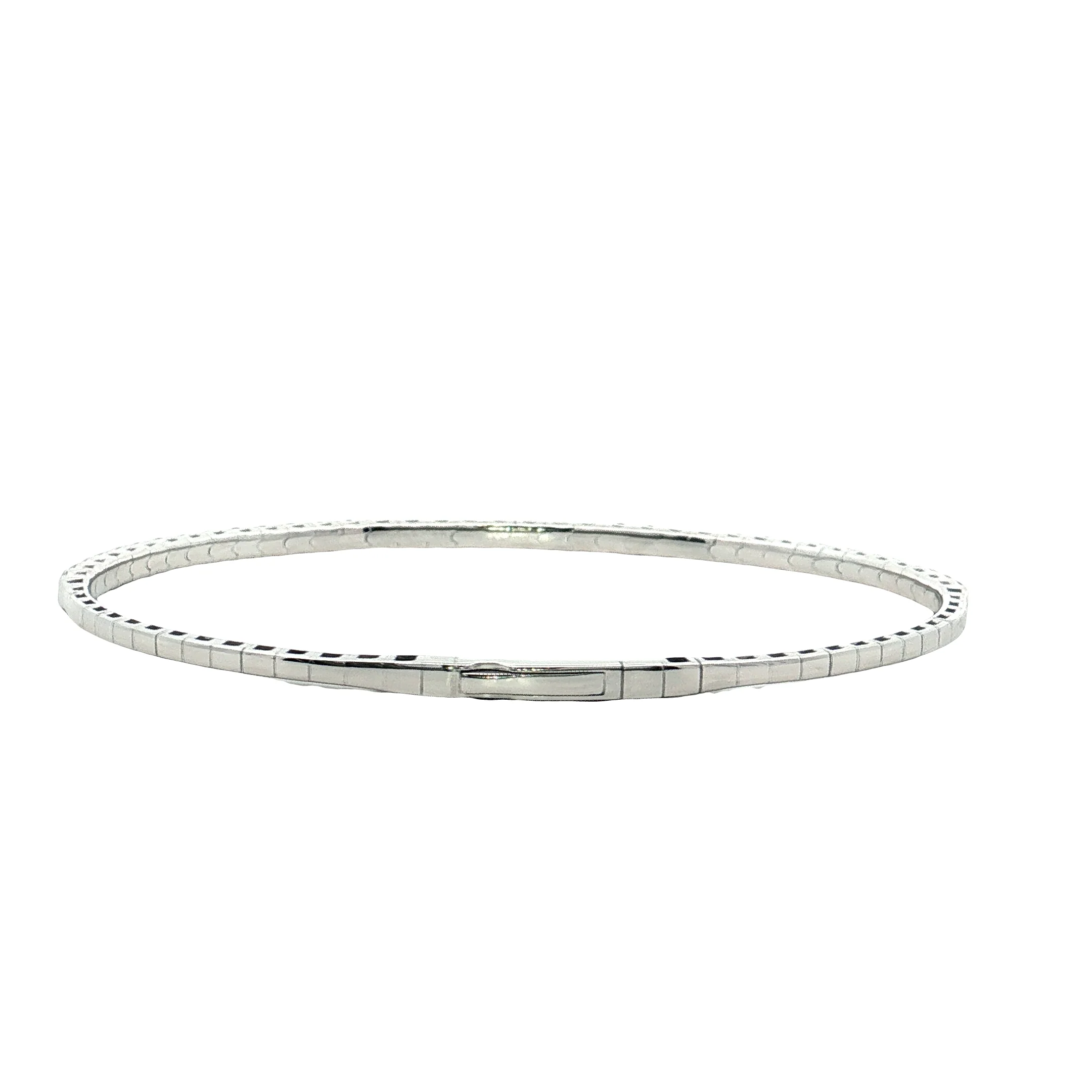1.57 Flexible Diamond Bangle Bracelet 14k White Gold - Image 4