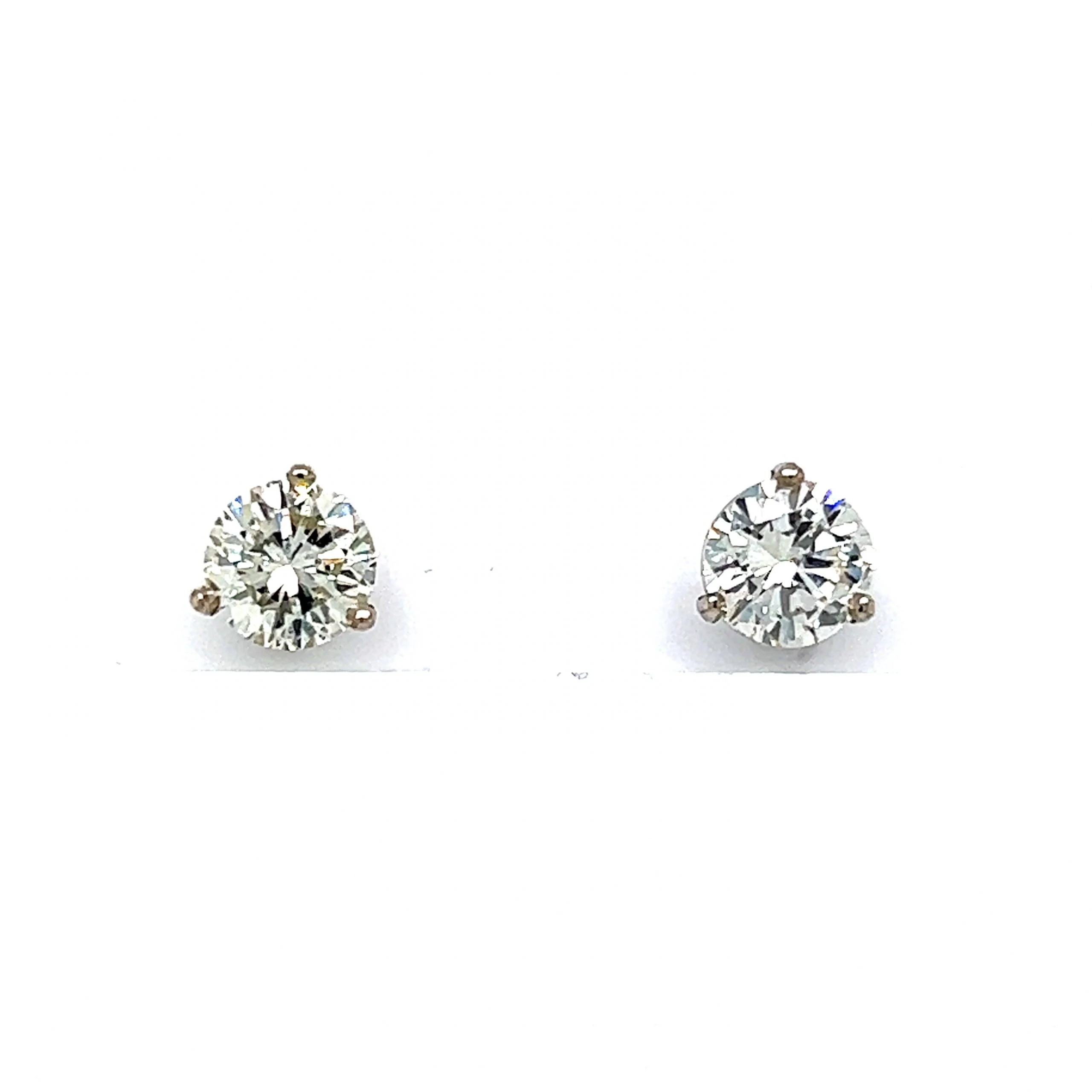 1.57 Martini Basket Diamond Stud Earrings in 14k White Gold