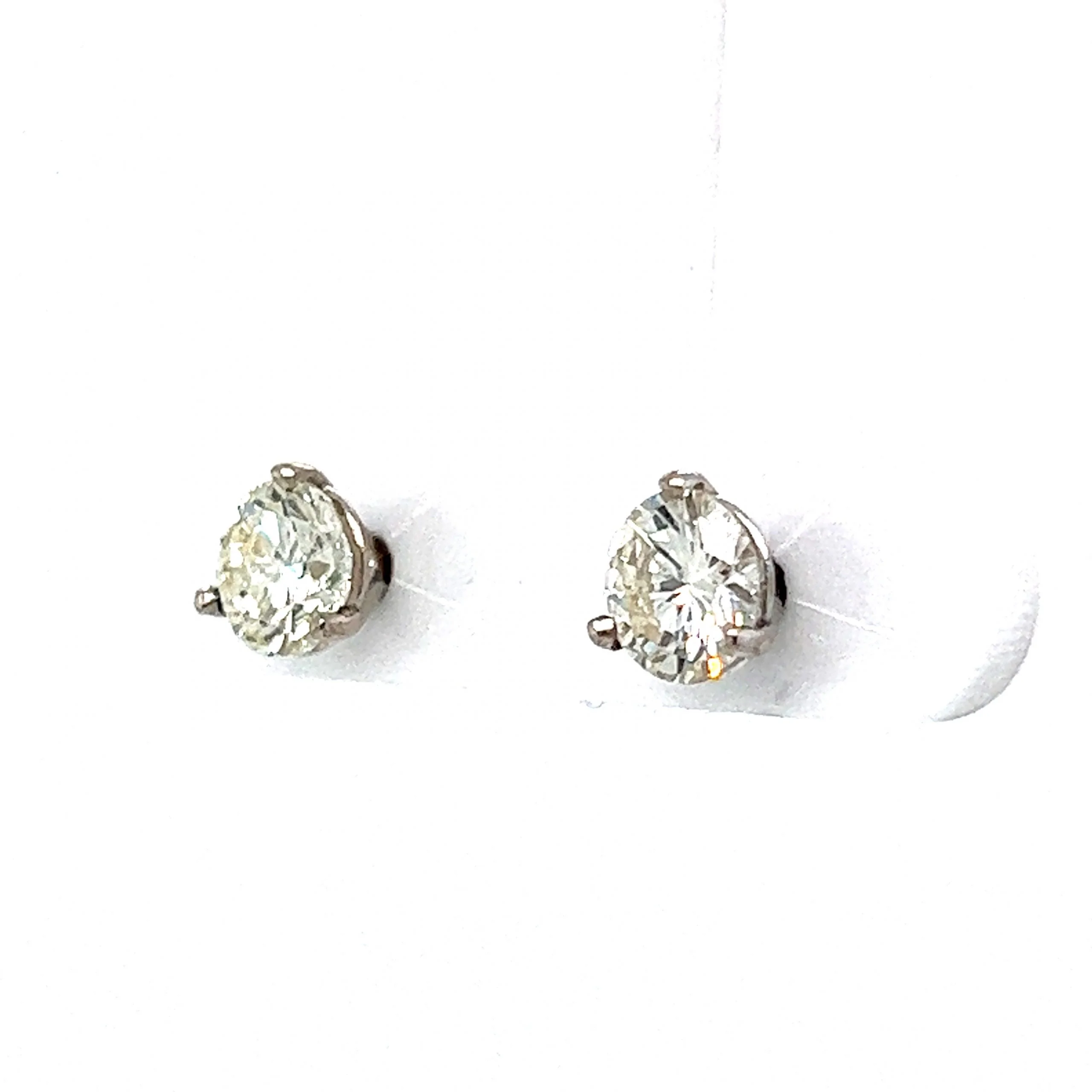 1.57 Martini Basket Diamond Stud Earrings in 14k White Gold - Image 2