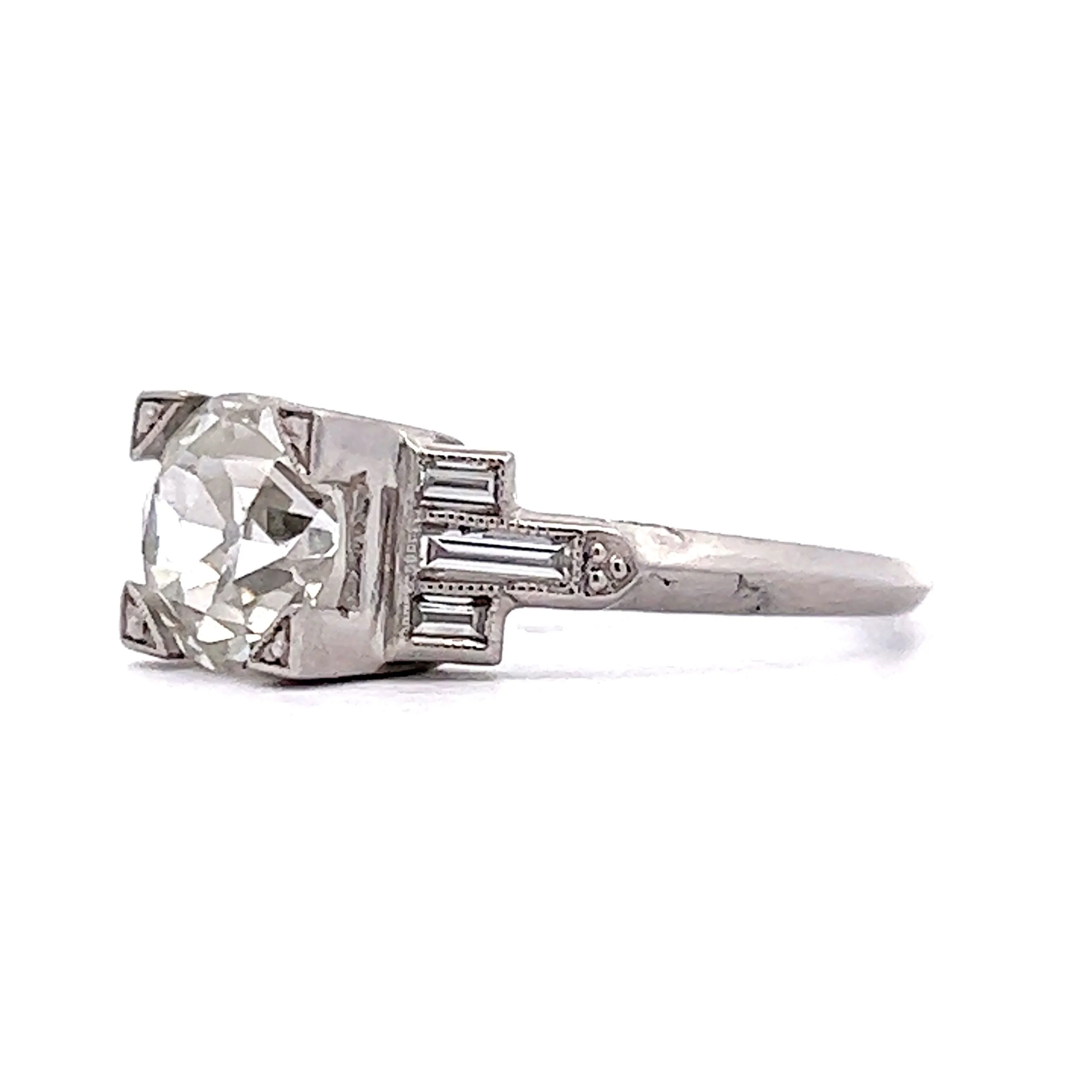 1.57 Art Deco Old European Diamond Engagement Ring in Platinum - Image 2