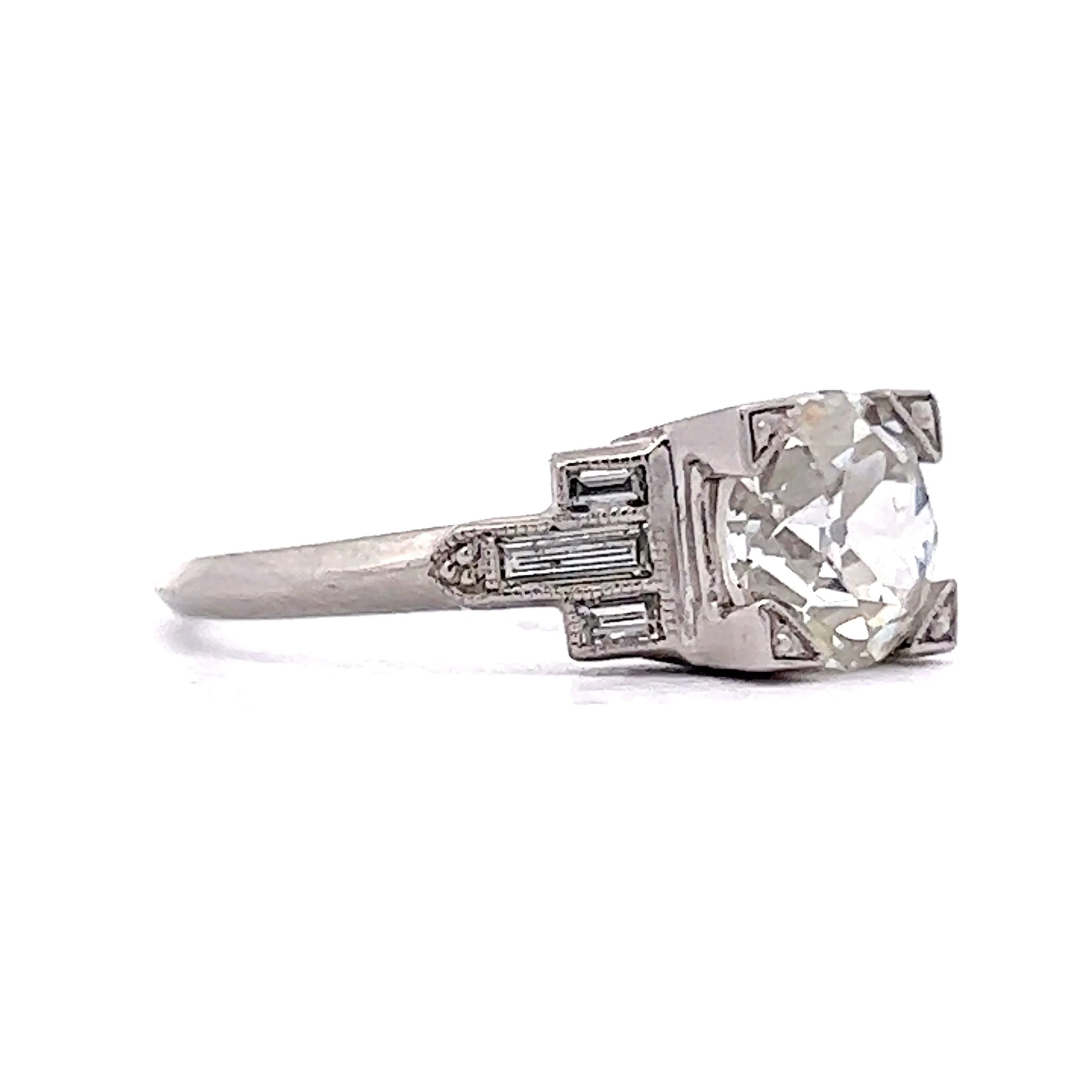 1.57 Art Deco Old European Diamond Engagement Ring in Platinum - Image 3