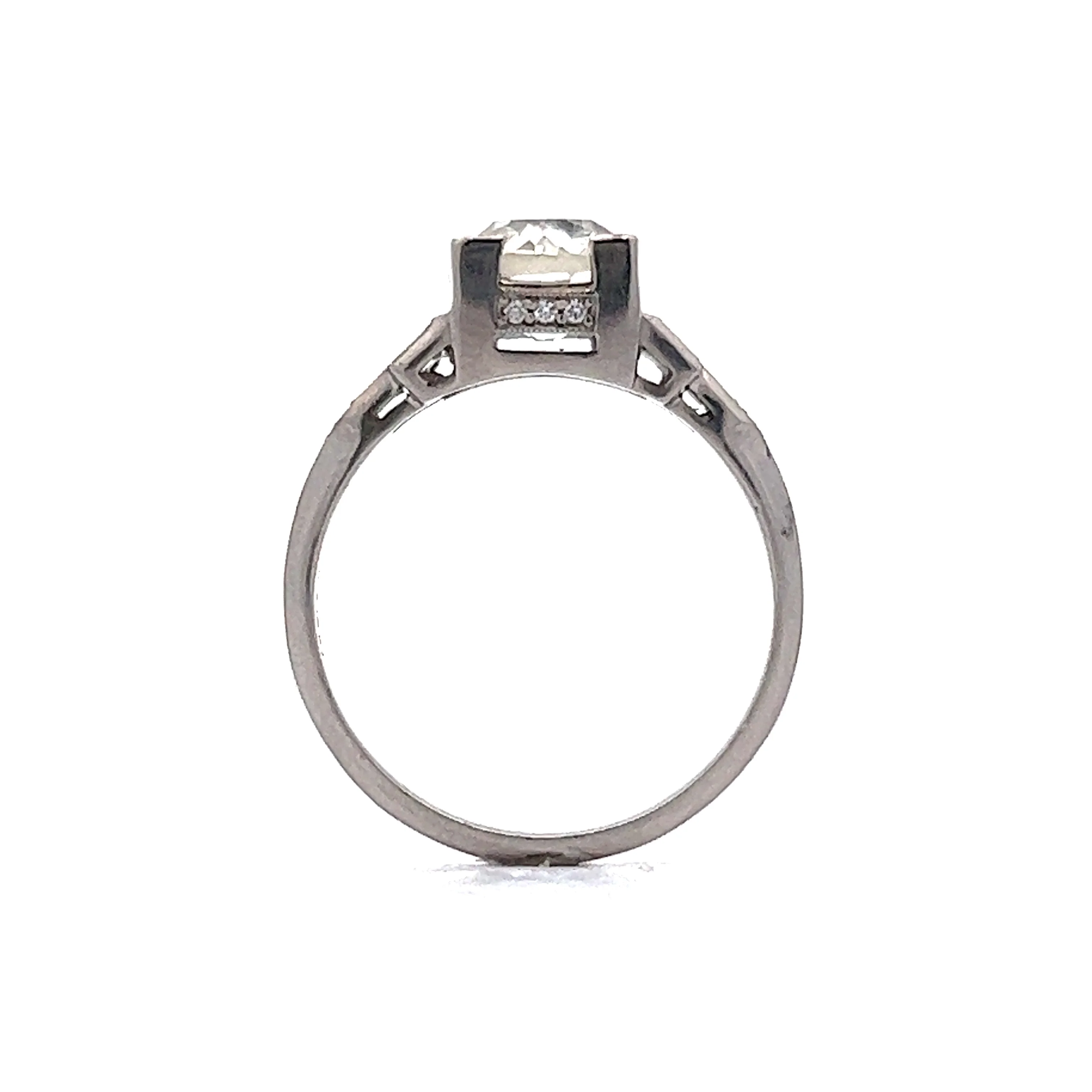 1.57 Art Deco Old European Diamond Engagement Ring in Platinum - Image 4