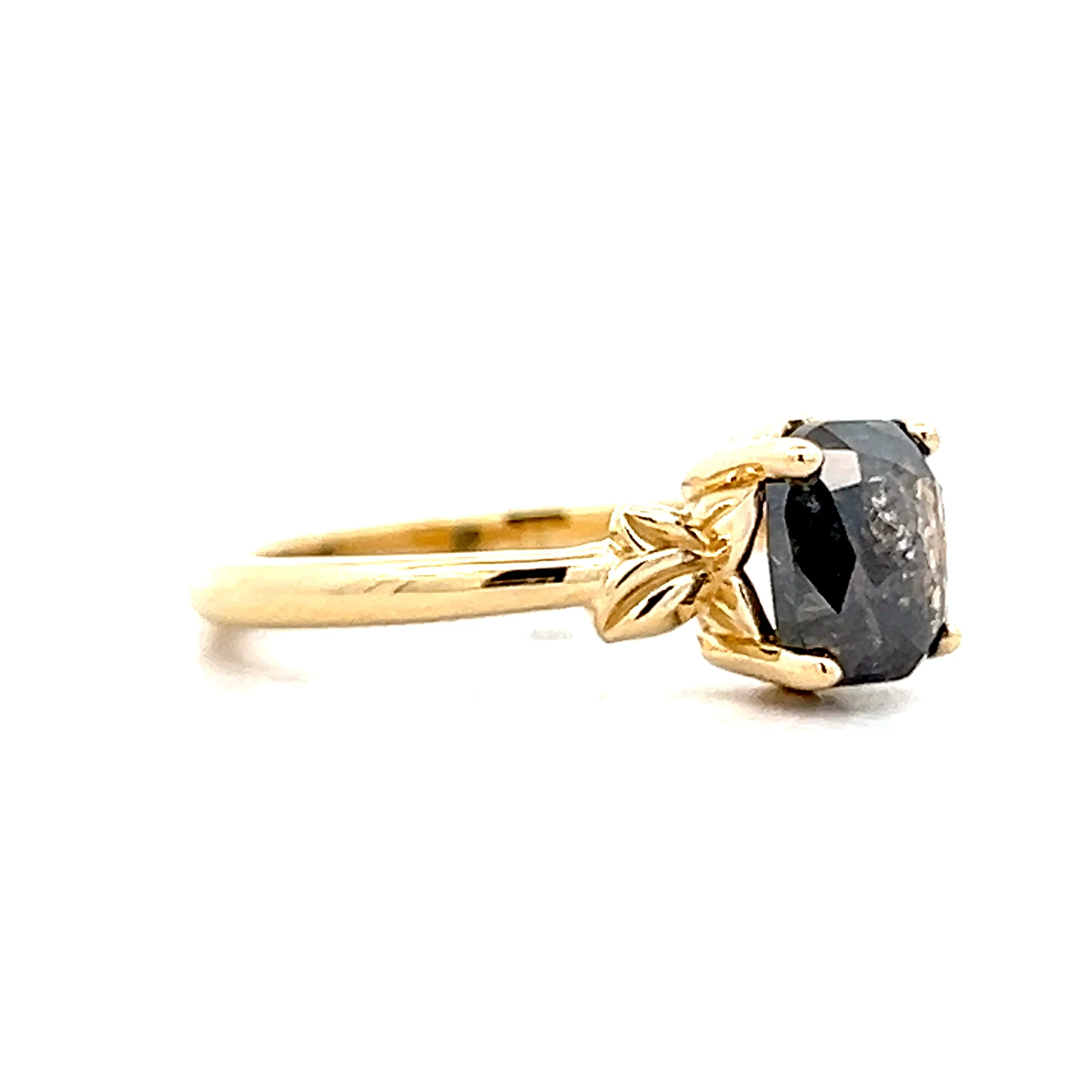1.58 Cushion Salt & Pepper Diamond Engagement Ring - Image 3