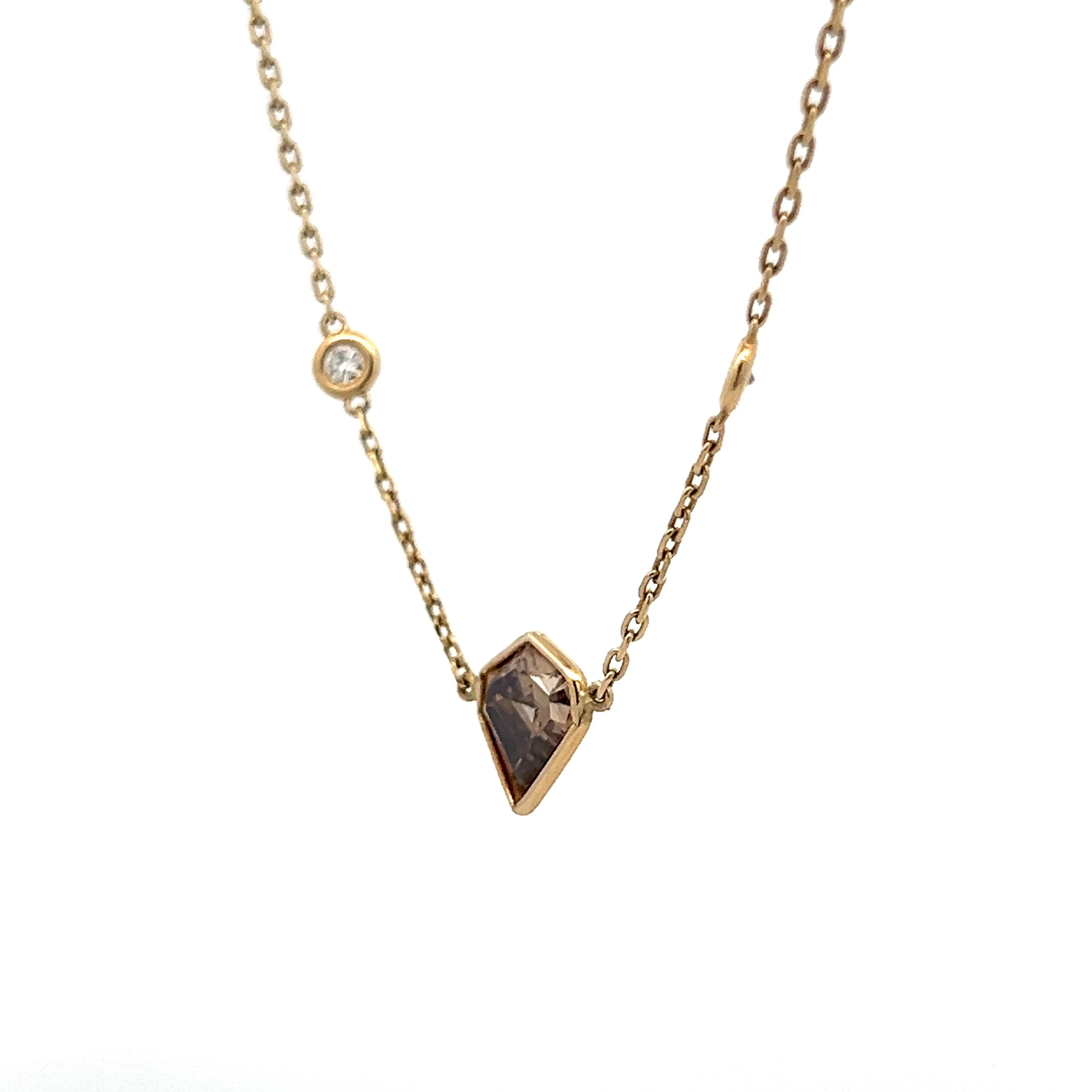 1.59 Kite Shaped Diamond Necklace in 14k Yellow Gold - Image 2