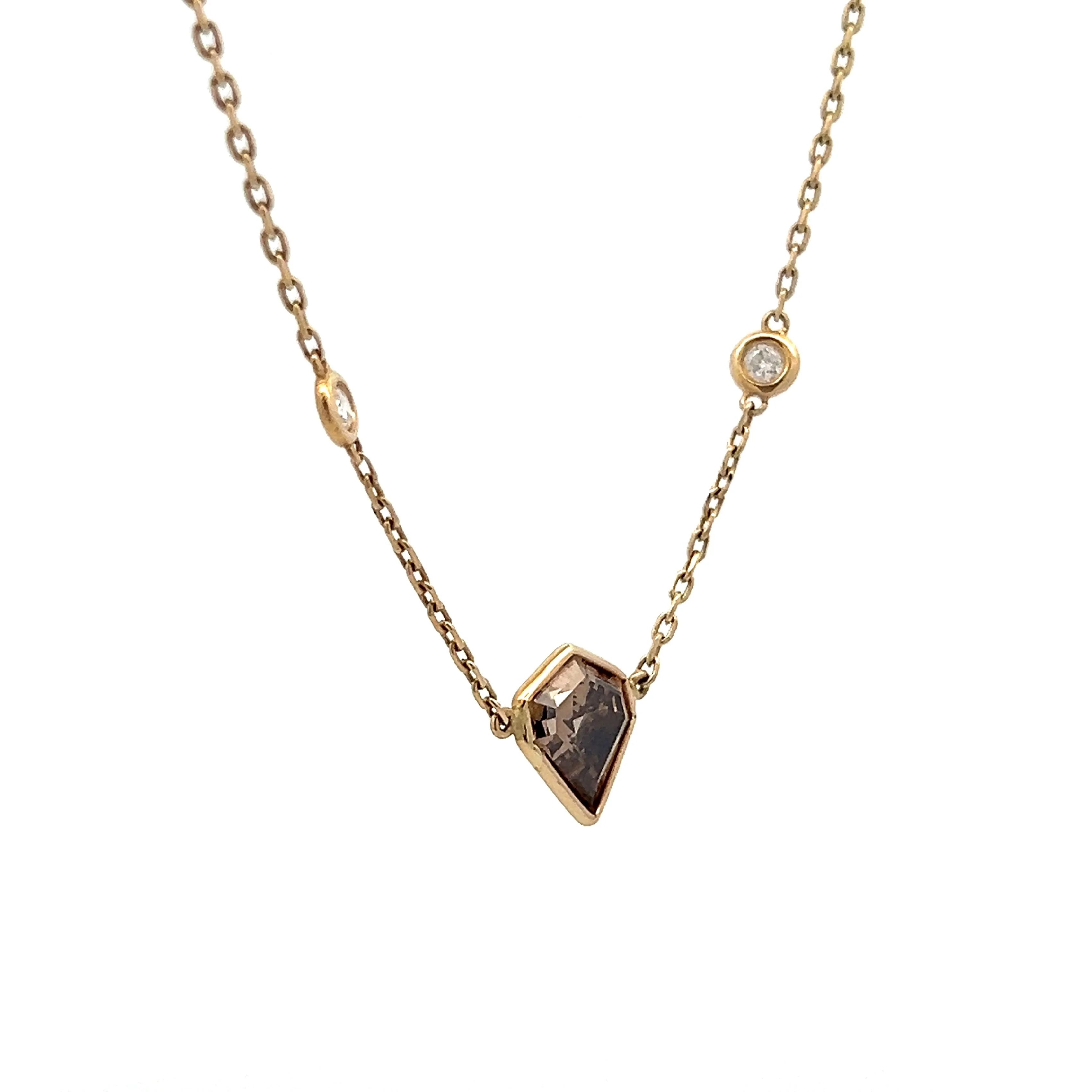 1.59 Kite Shaped Diamond Necklace in 14k Yellow Gold - Image 3