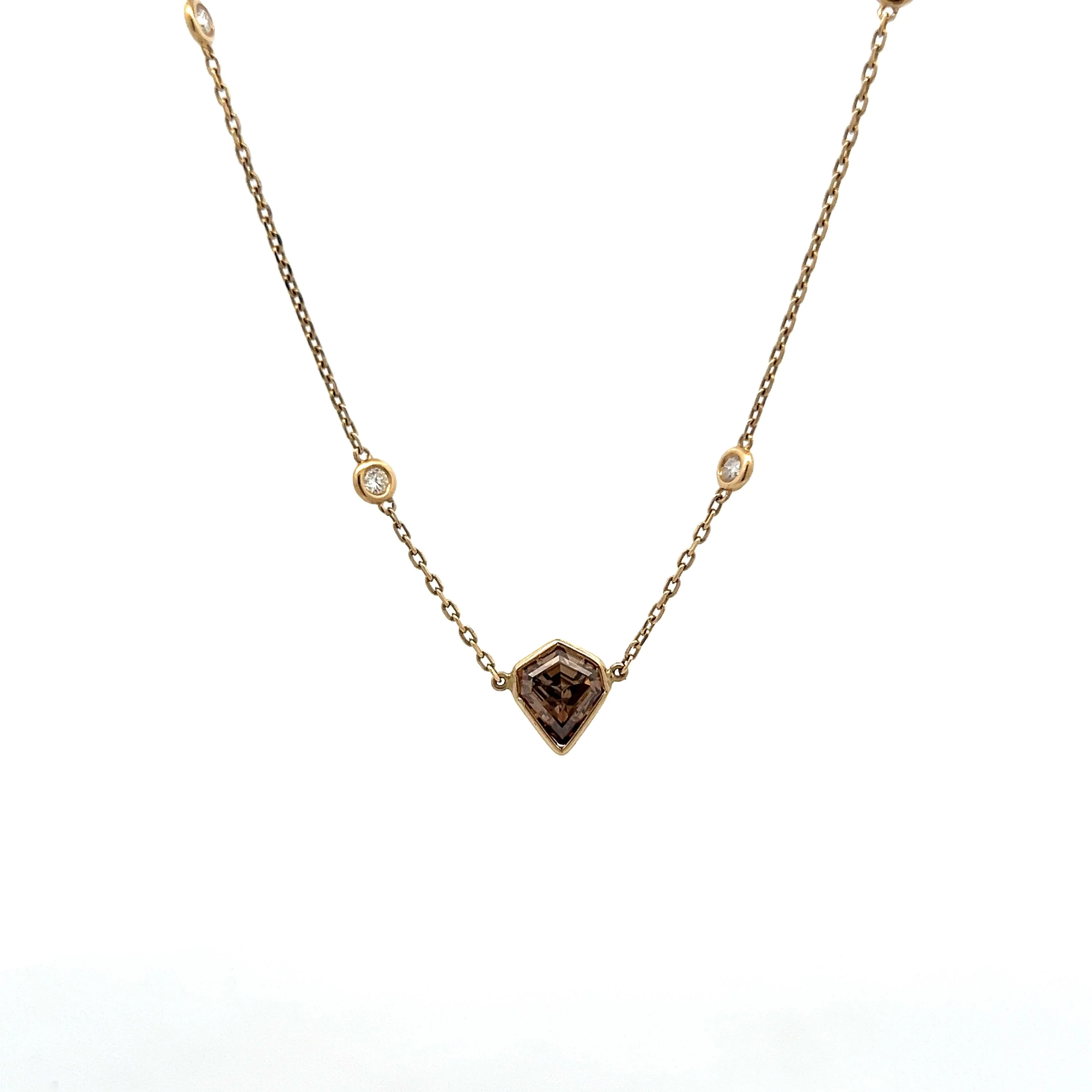 1.59 Kite Shaped Diamond Necklace in 14k Yellow Gold - Image 4