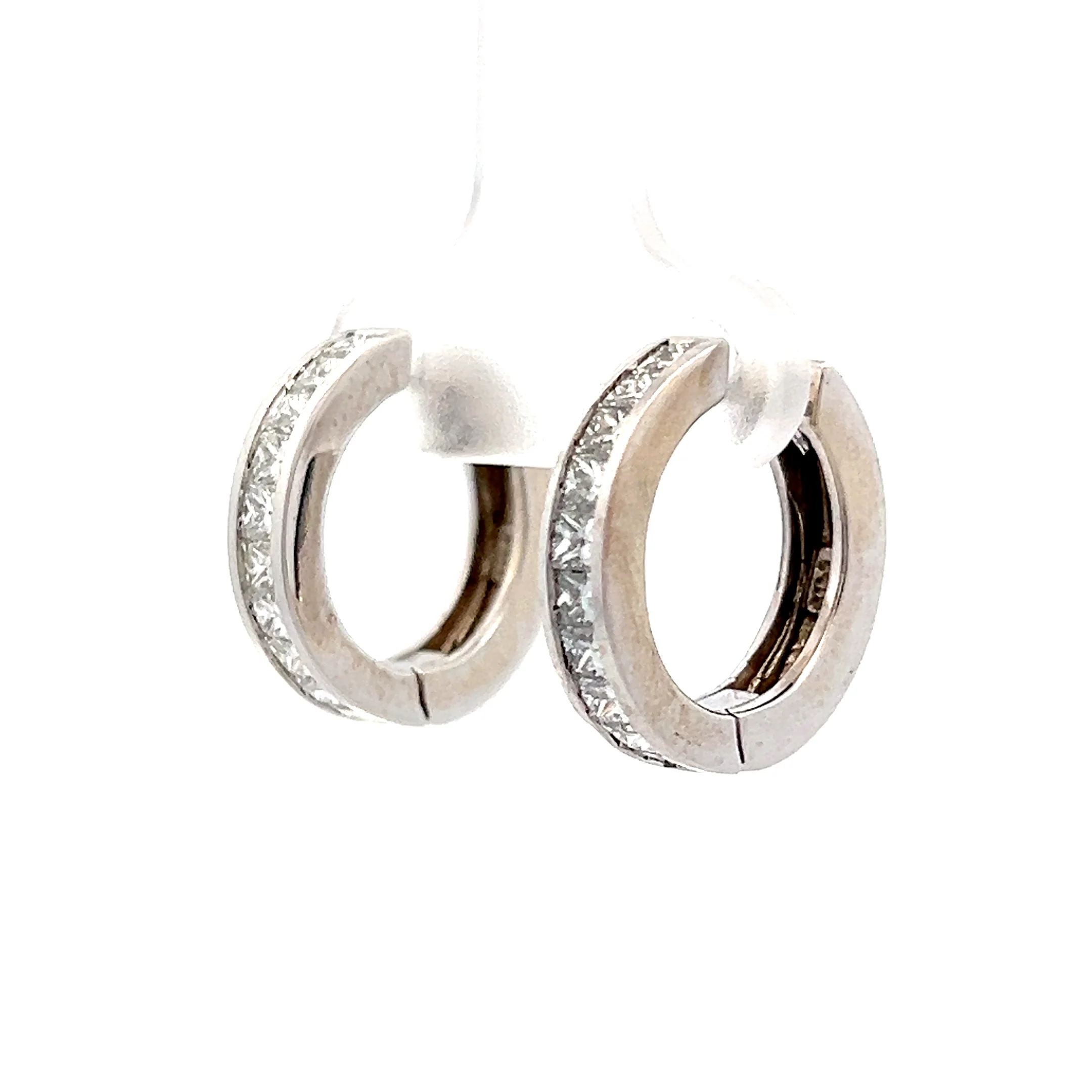 1.60 Diamond Huggie Hoops in 14k White Gold - Image 2