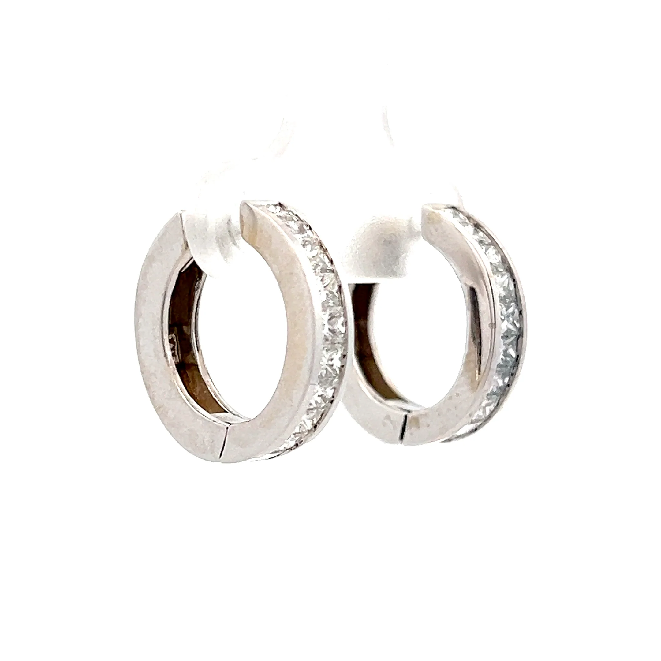 1.60 Diamond Huggie Hoops in 14k White Gold - Image 3