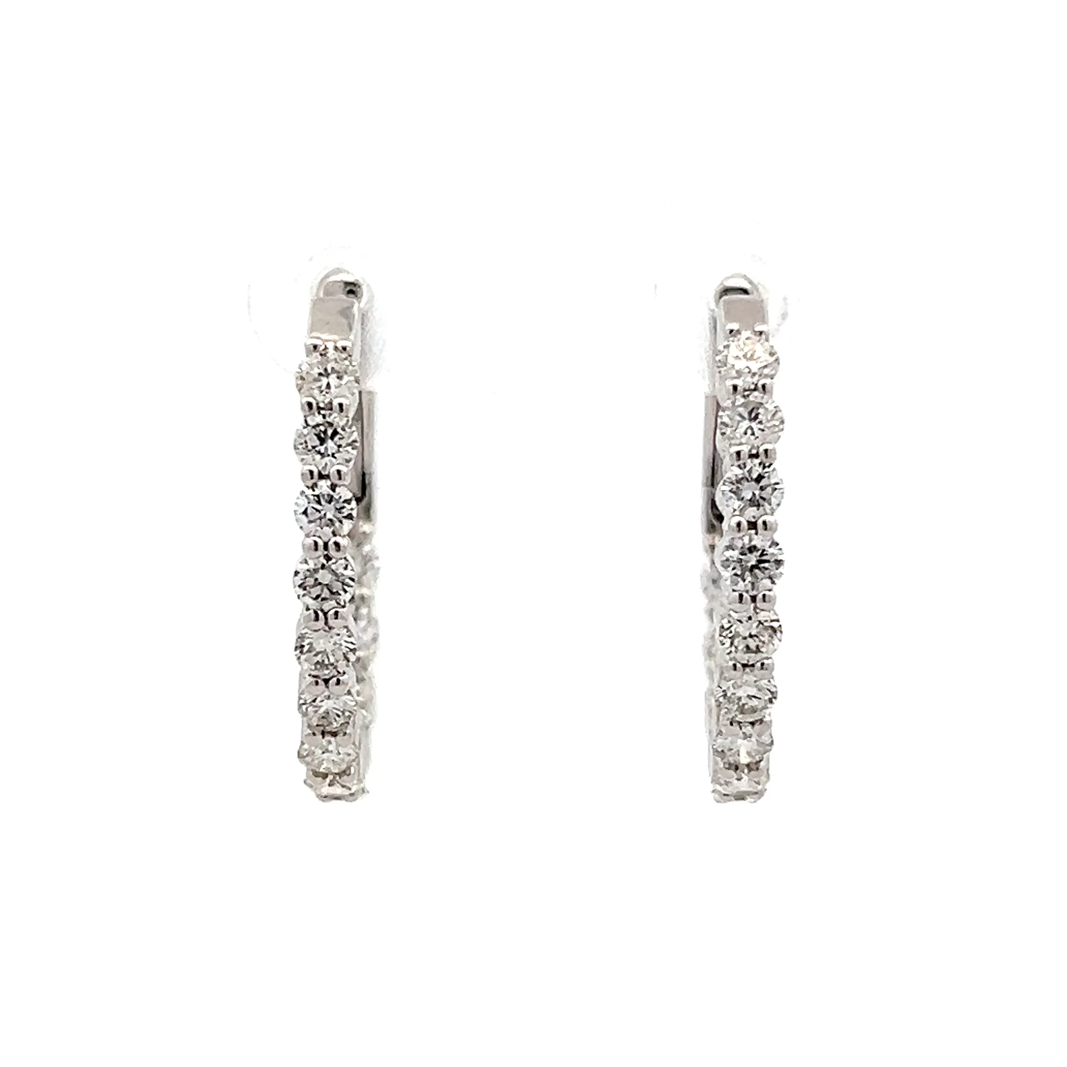 1.60 Diamond Oval Hoop Earrings in 14k White Gold