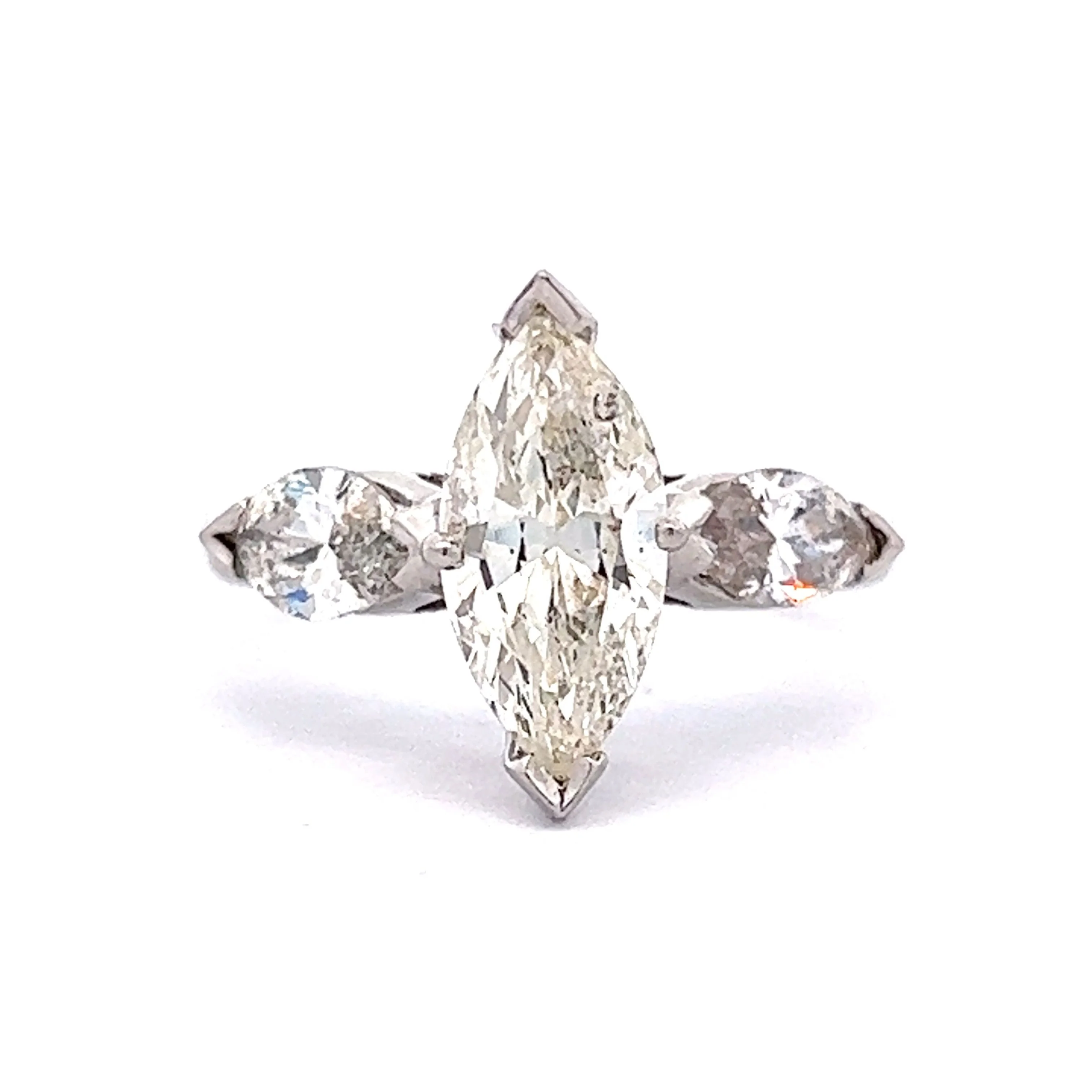 1.60 Three Stone Marquise Diamond Engagement Ring in Platinum