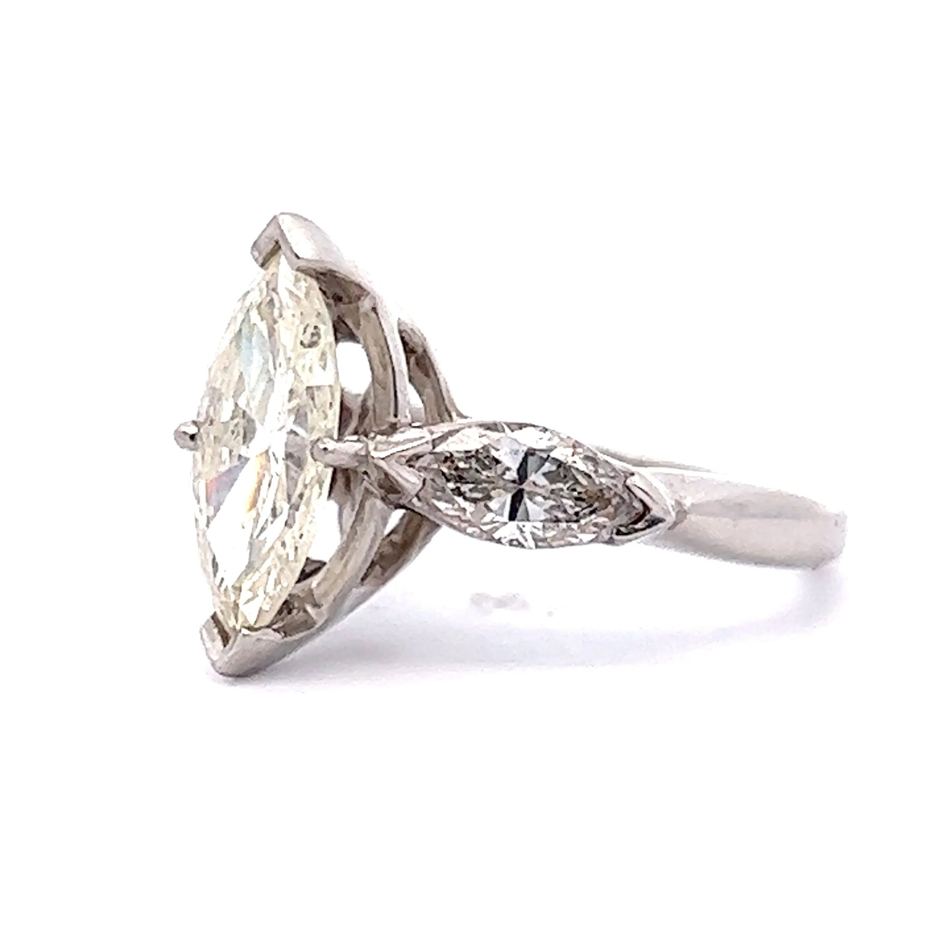1.60 Three Stone Marquise Diamond Engagement Ring in Platinum - Image 2