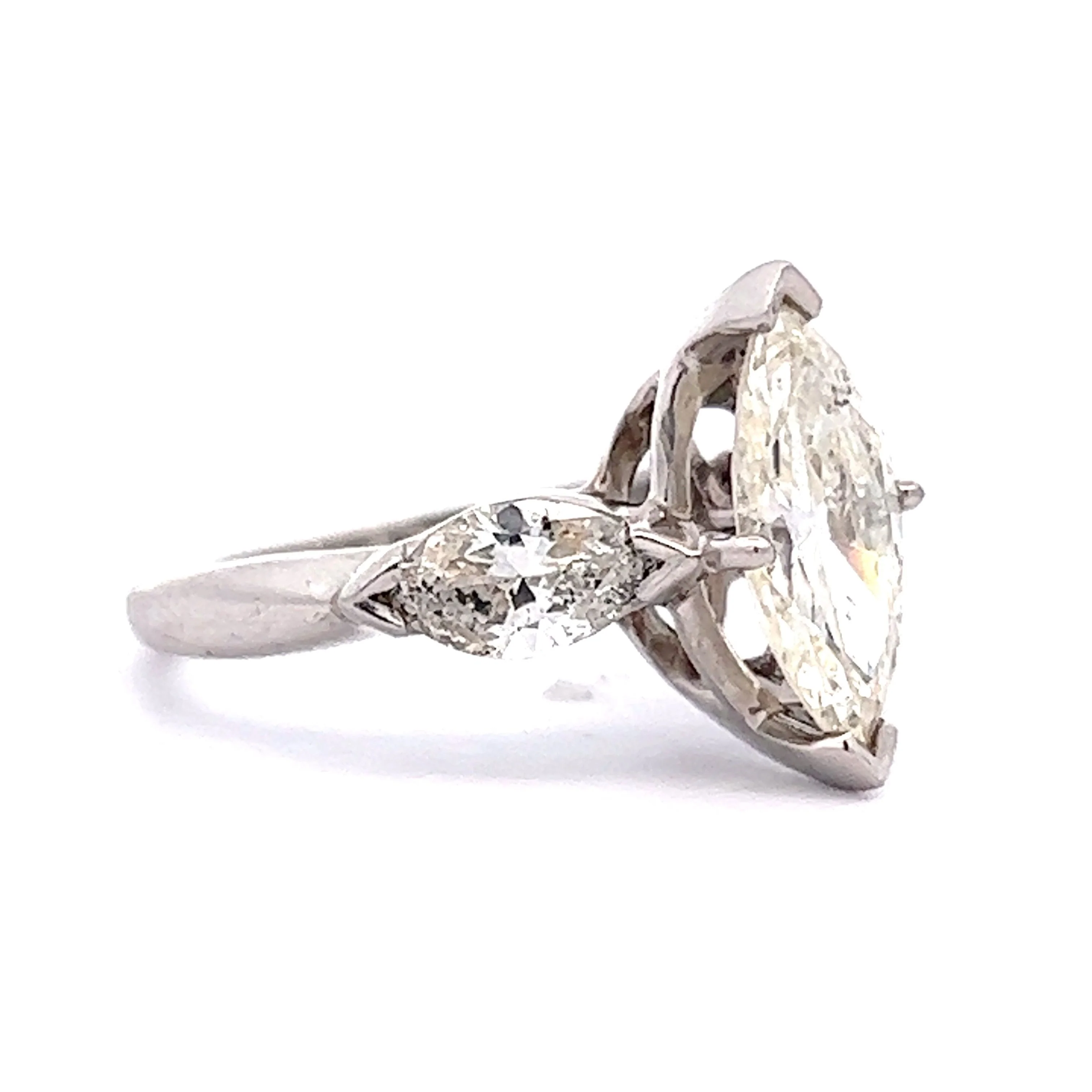 1.60 Three Stone Marquise Diamond Engagement Ring in Platinum - Image 3