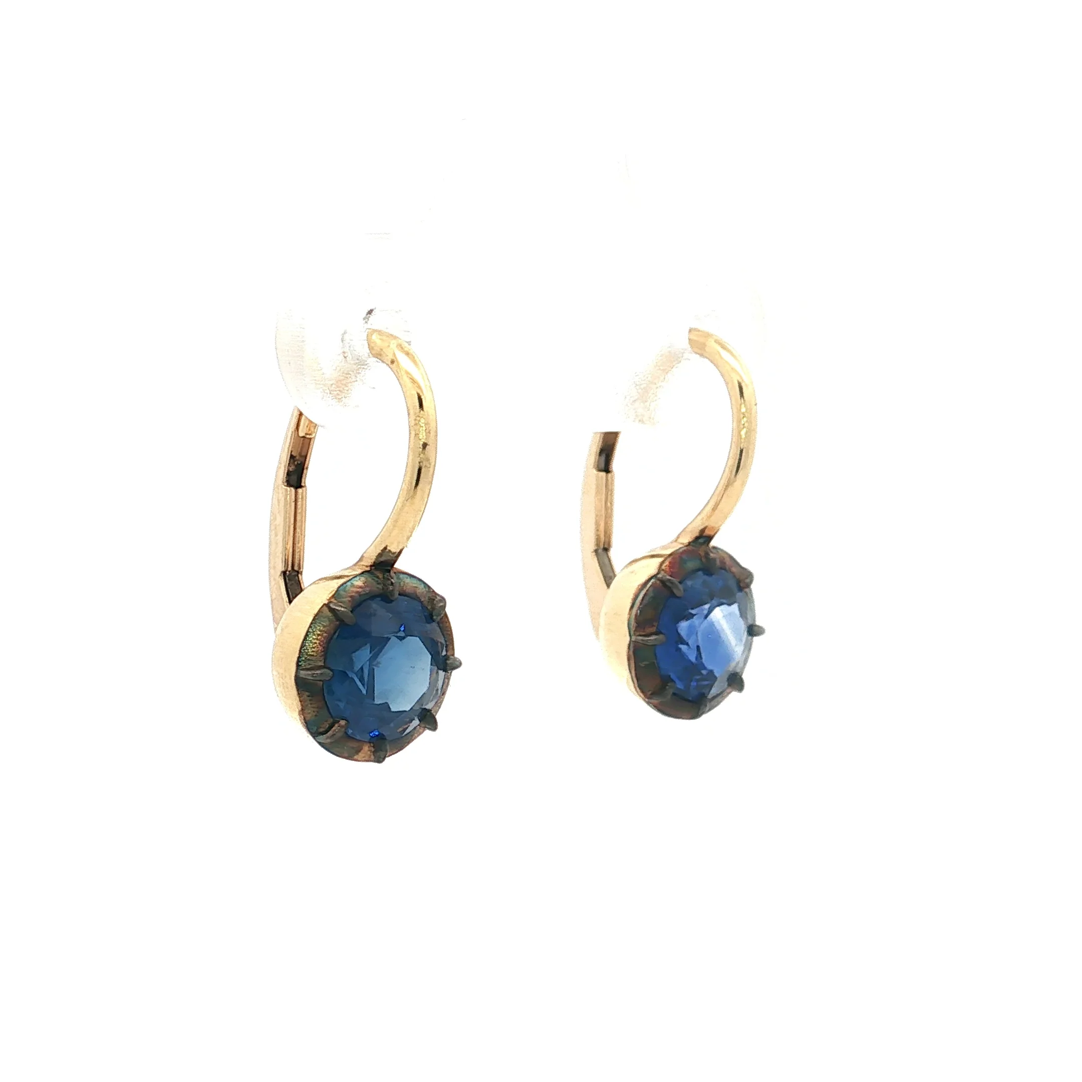 1.60 Sapphire Drop Earrings 18k Yellow Gold - Image 3