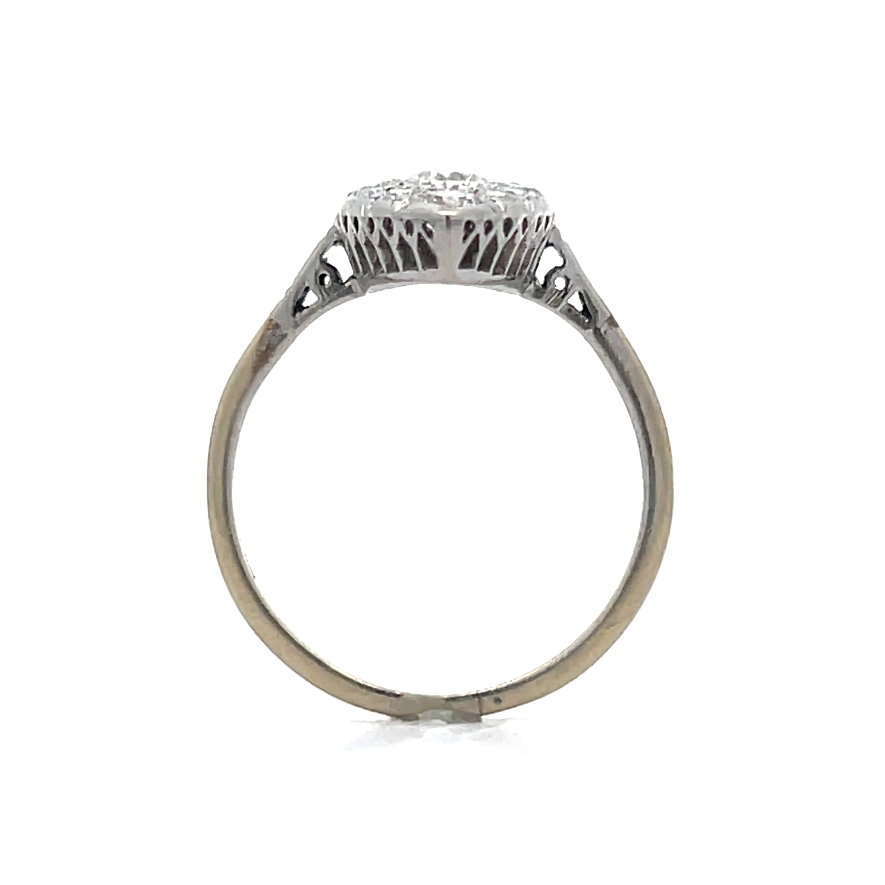 1.60 Vintage Deco Navette Cocktail Ring Platinum/14k - Image 4