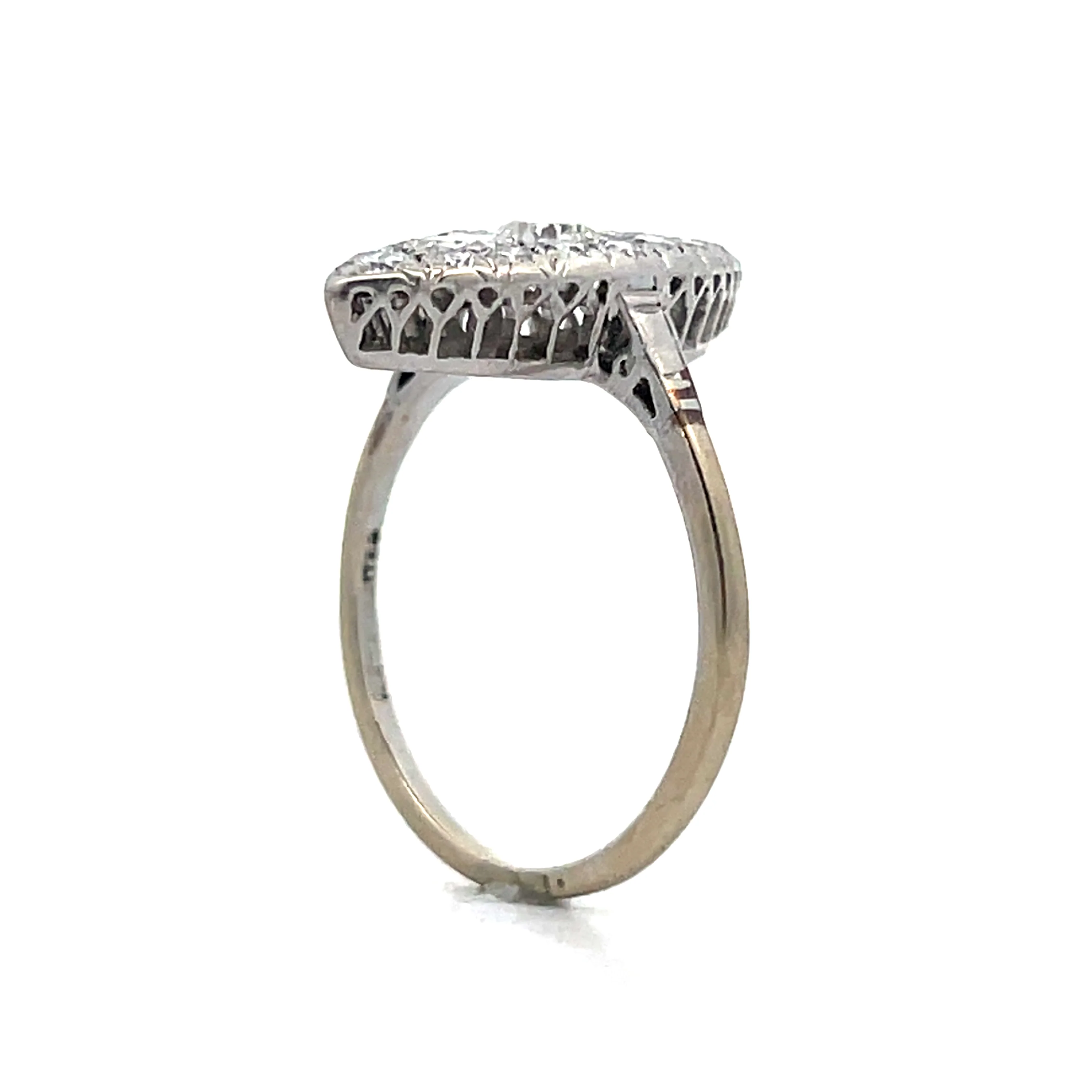 1.60 Vintage Deco Navette Cocktail Ring Platinum/14k - Image 5