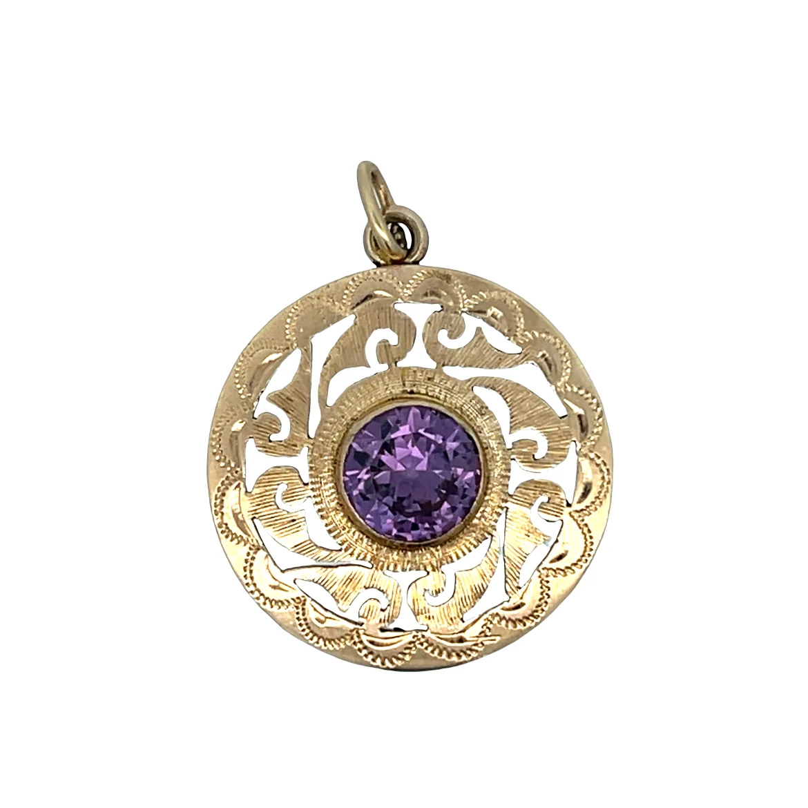 1.60 Vintage Mid-Century Amethyst Pendant 14k