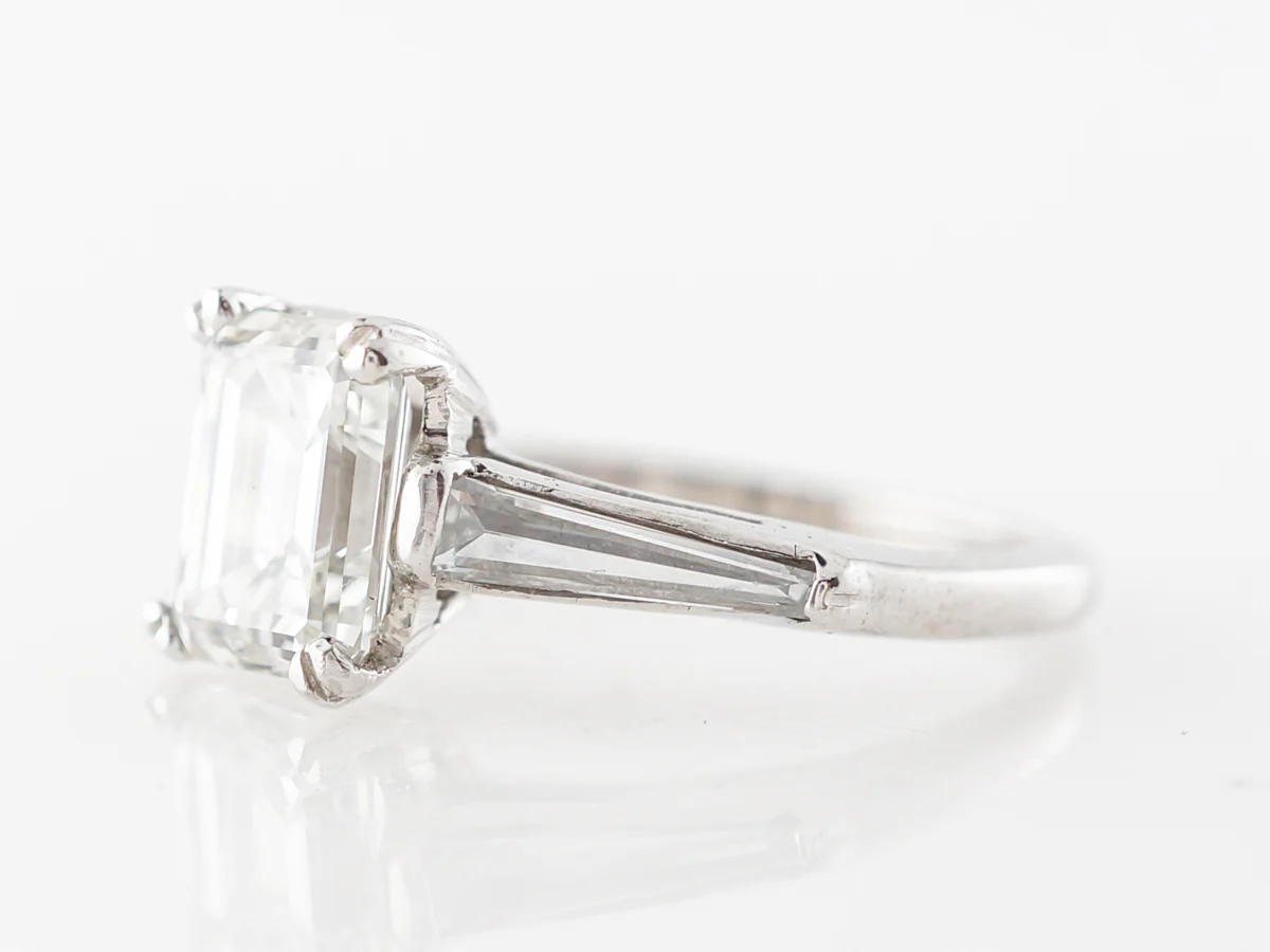 1.61 Emerald Cut Diamond Engagement Ring Platinum - Image 2