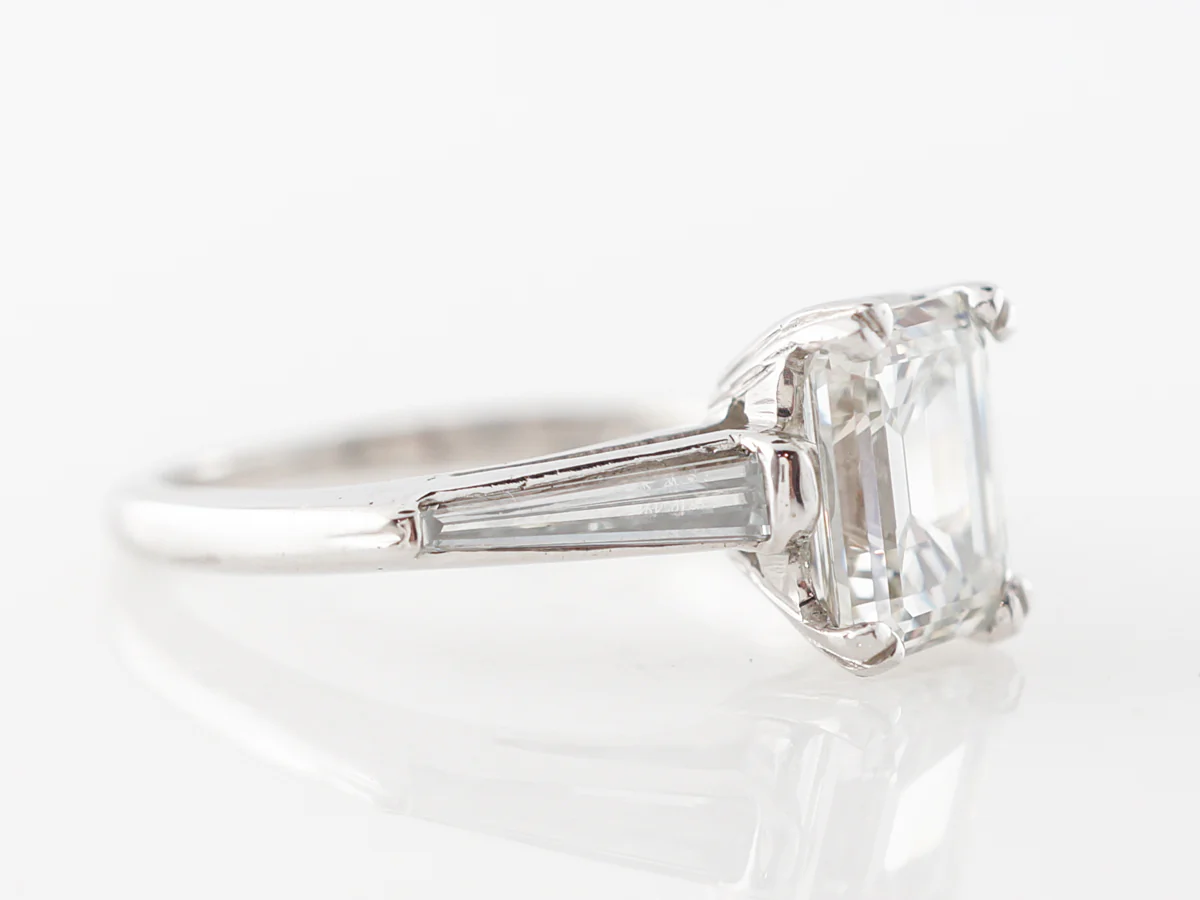 1.61 Emerald Cut Diamond Engagement Ring Platinum - Image 3