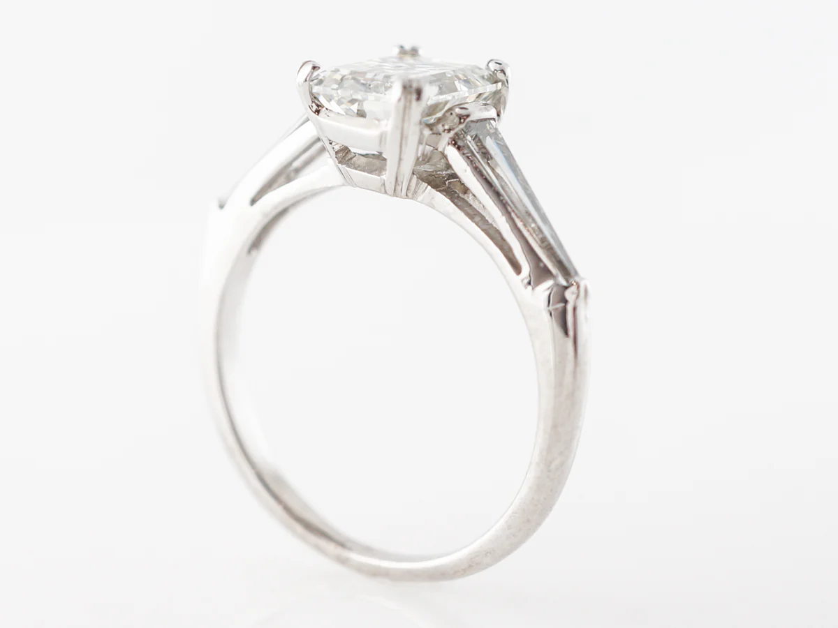 1.61 Emerald Cut Diamond Engagement Ring Platinum - Image 5