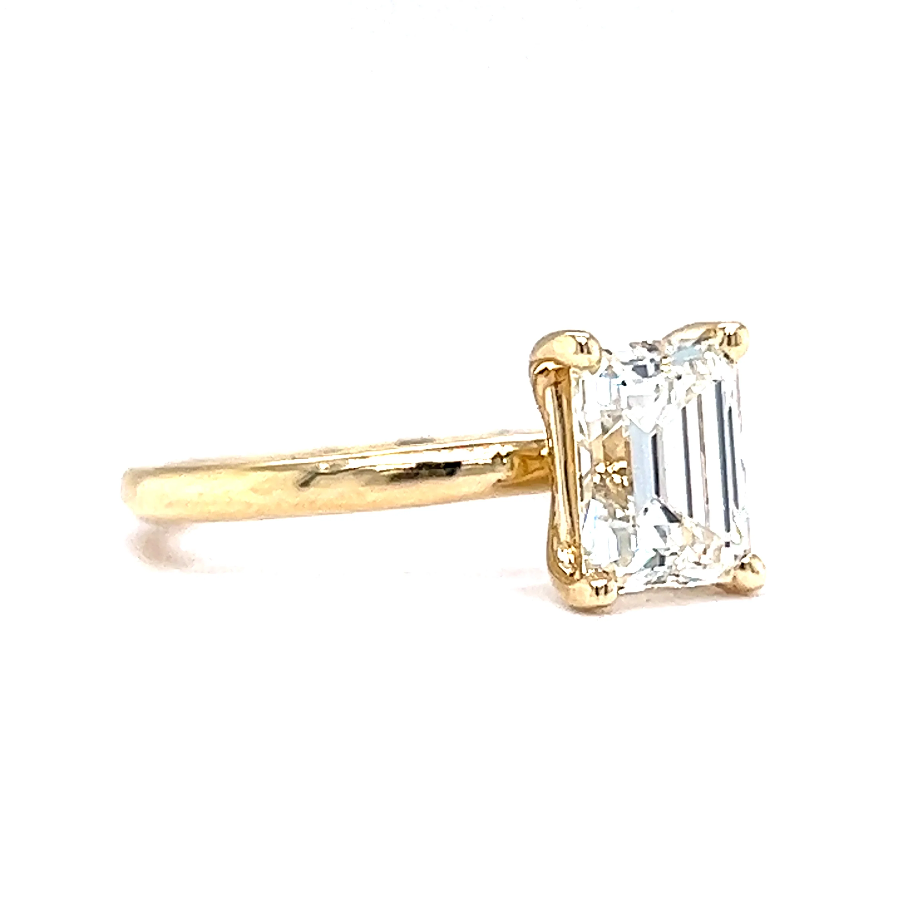 1.61 Emerald Cut Diamond Engagement Ring in 14k Yellow Gold - Image 3