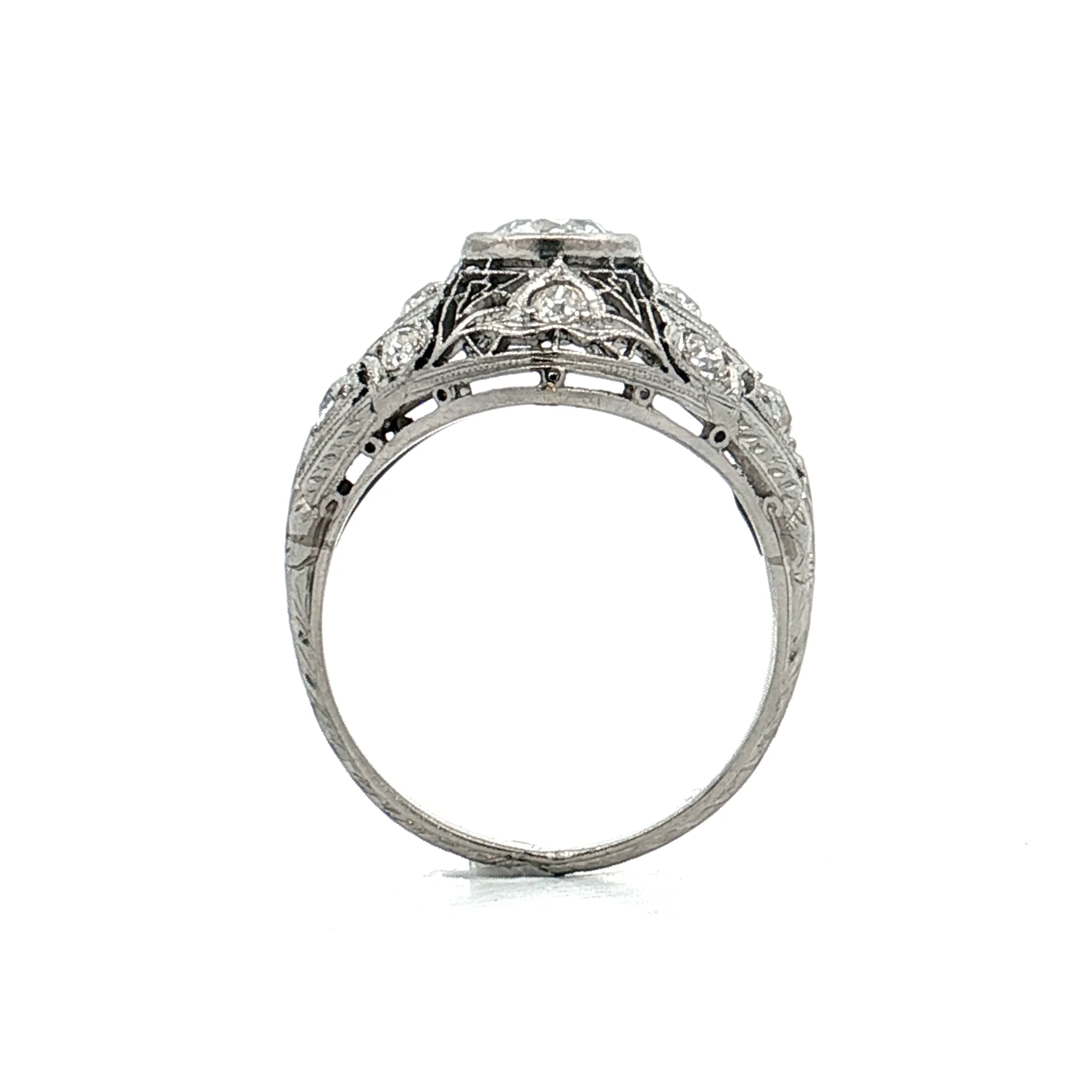 1.62 Antique Deco Diamond Cocktail Ring Platinum - Image 4