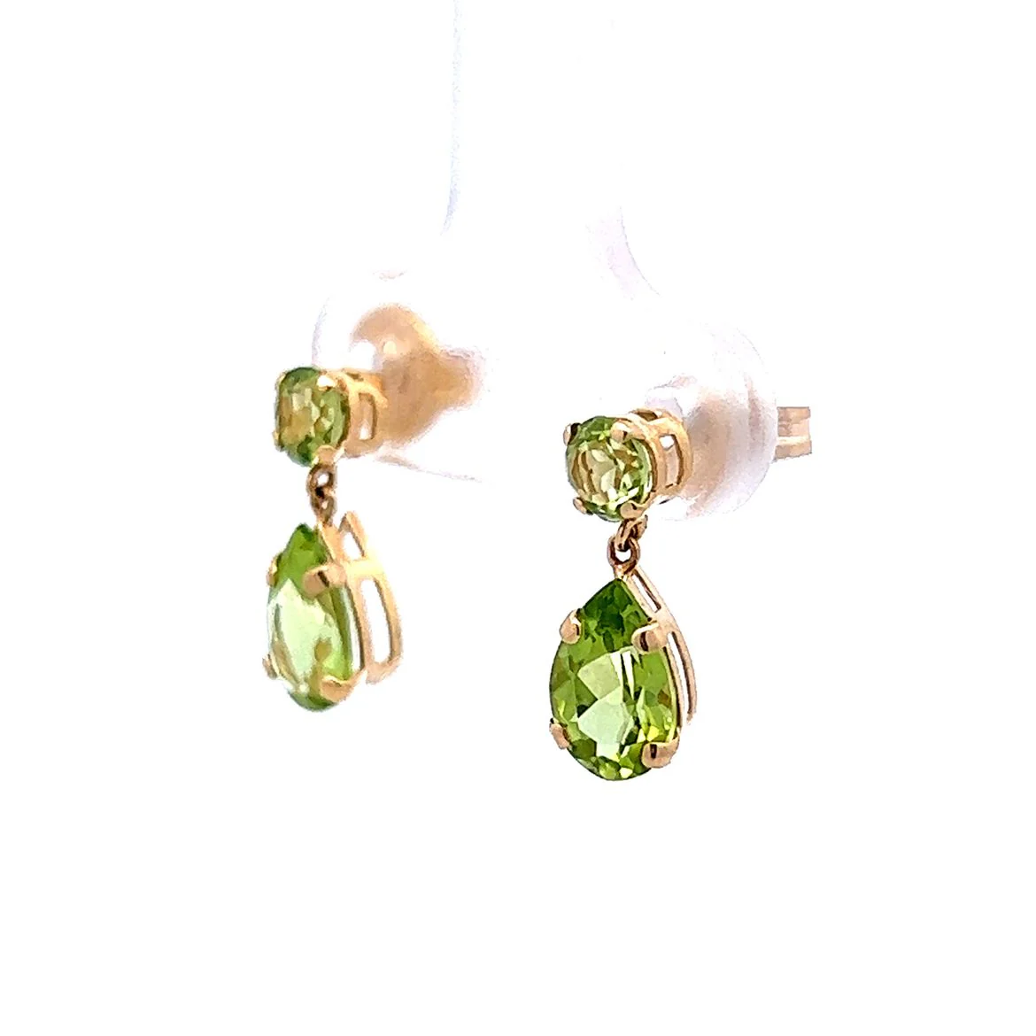 1.62 Peridot Drop Earrings in Yellow Gold - Image 2