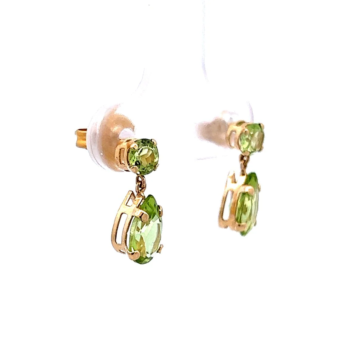 1.62 Peridot Drop Earrings in Yellow Gold - Image 3
