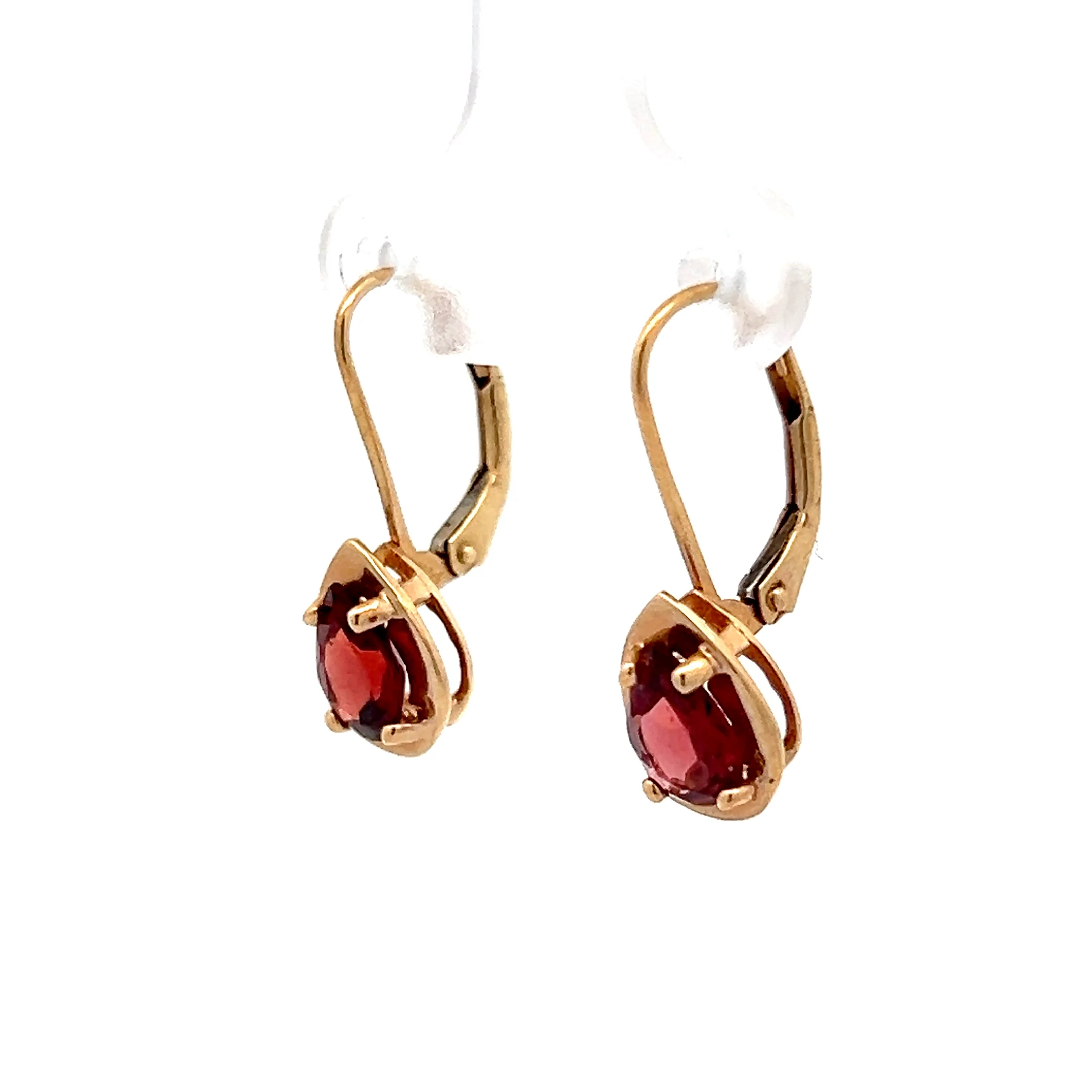 1.62 Pear Cut Garnet Drop Earrings in 14k Yellow Gold - Image 2