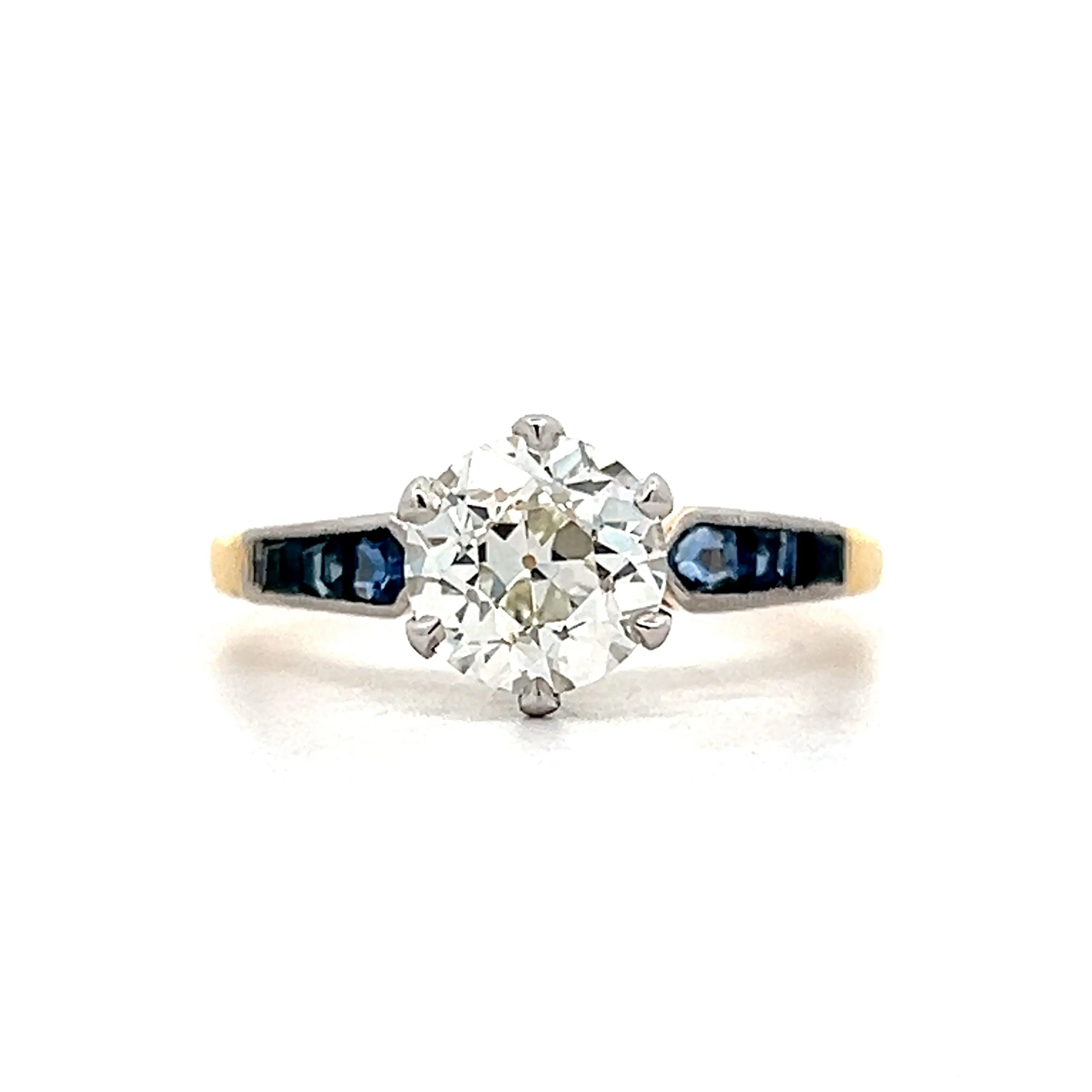 1.63 Art Deco Old European Diamond Engagement Ring in 18k