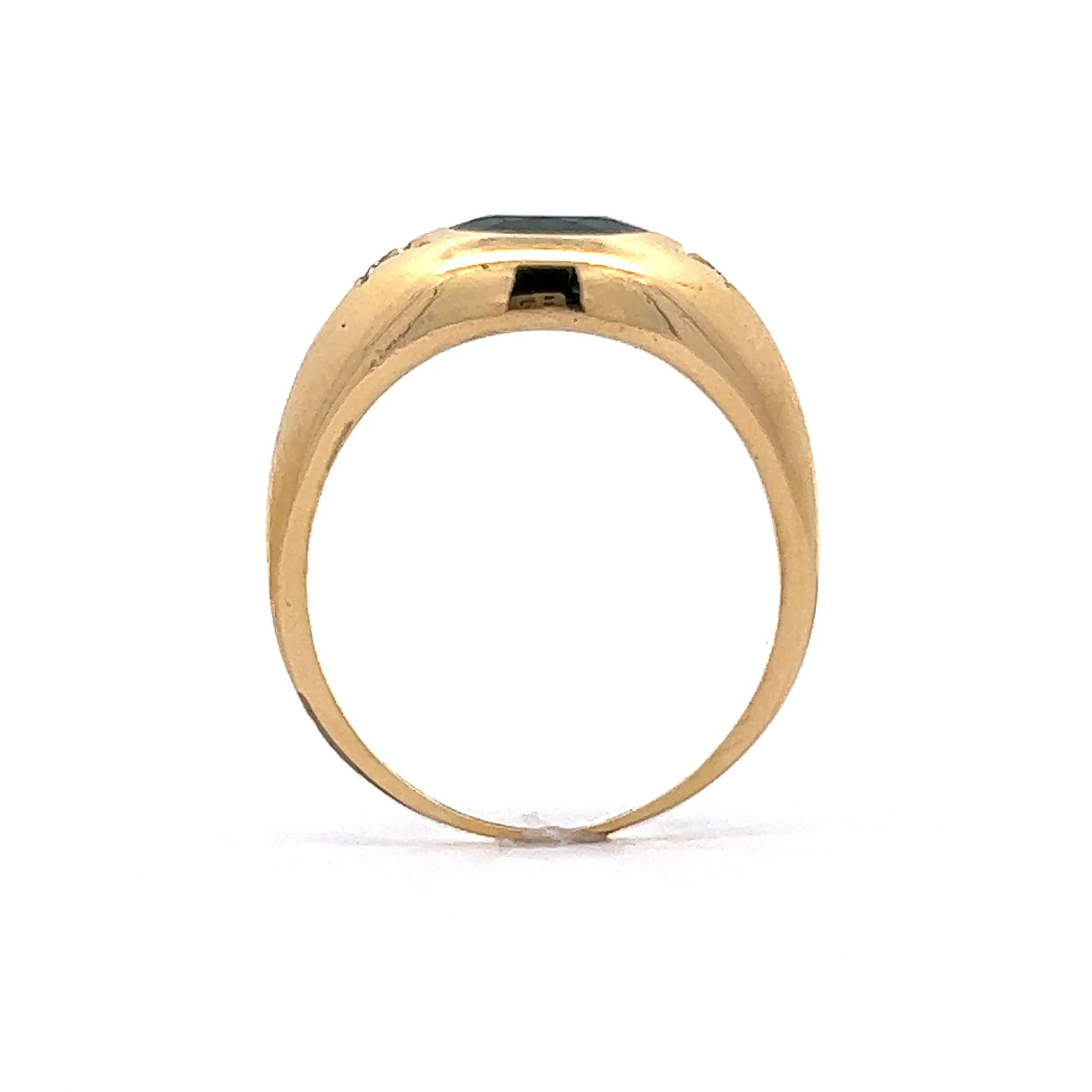 1.63 Mid-Century Oval Sapphire & Diamond Cocktail Ring in 18k Yellow Gold - Image 4