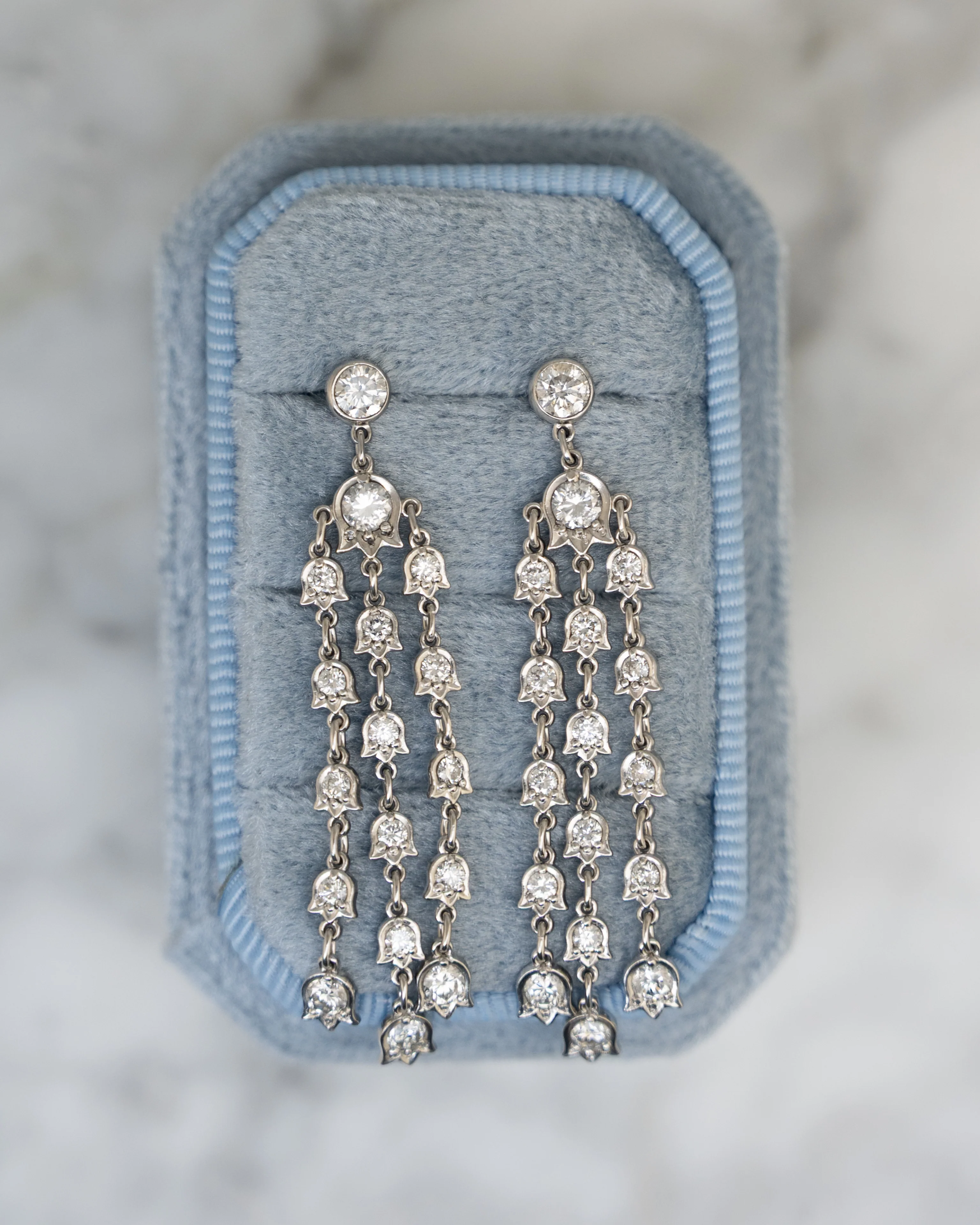 1.63 Diamond Chandelier Style Earrings in Platinum - Image 4