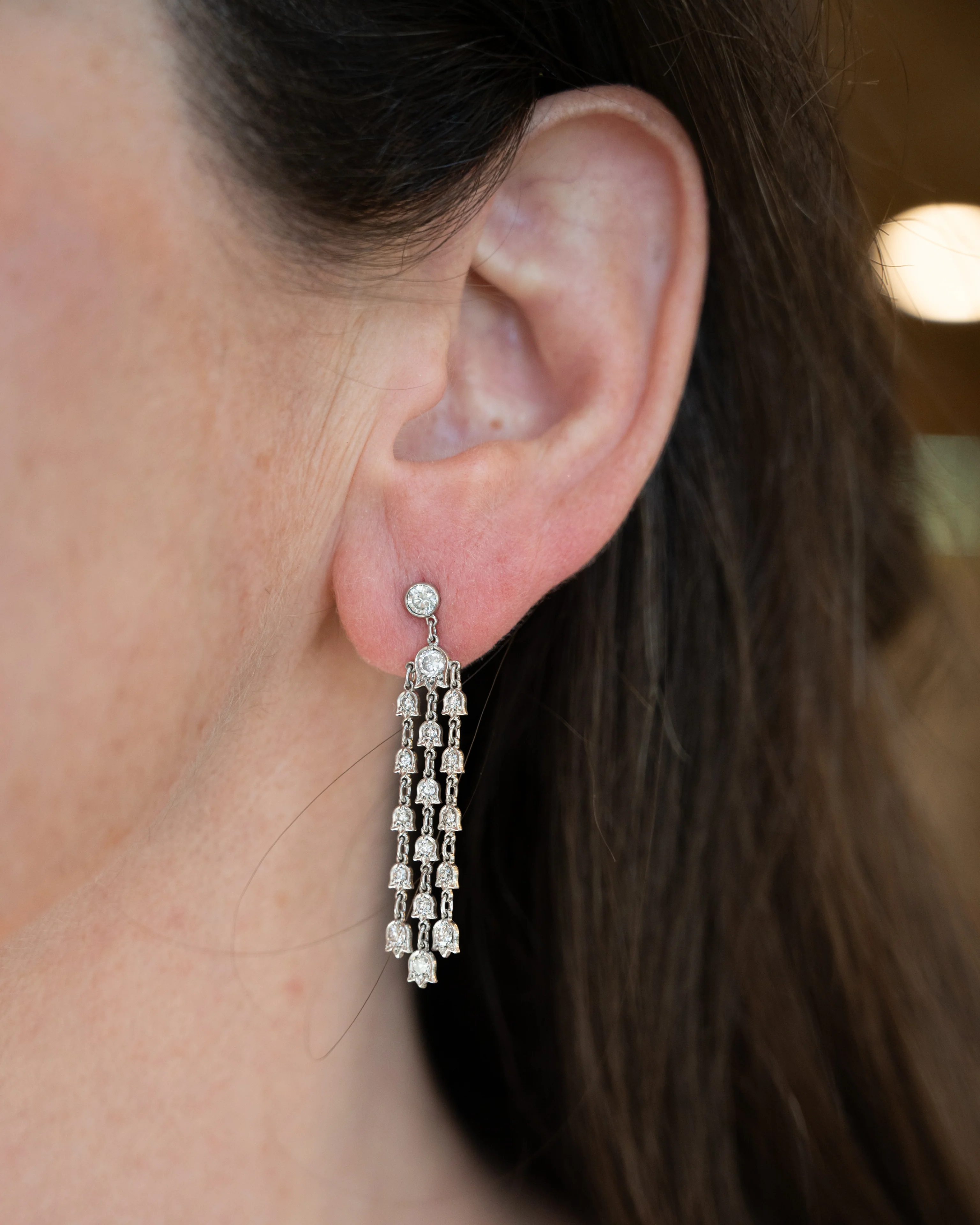 1.63 Diamond Chandelier Style Earrings in Platinum - Image 5